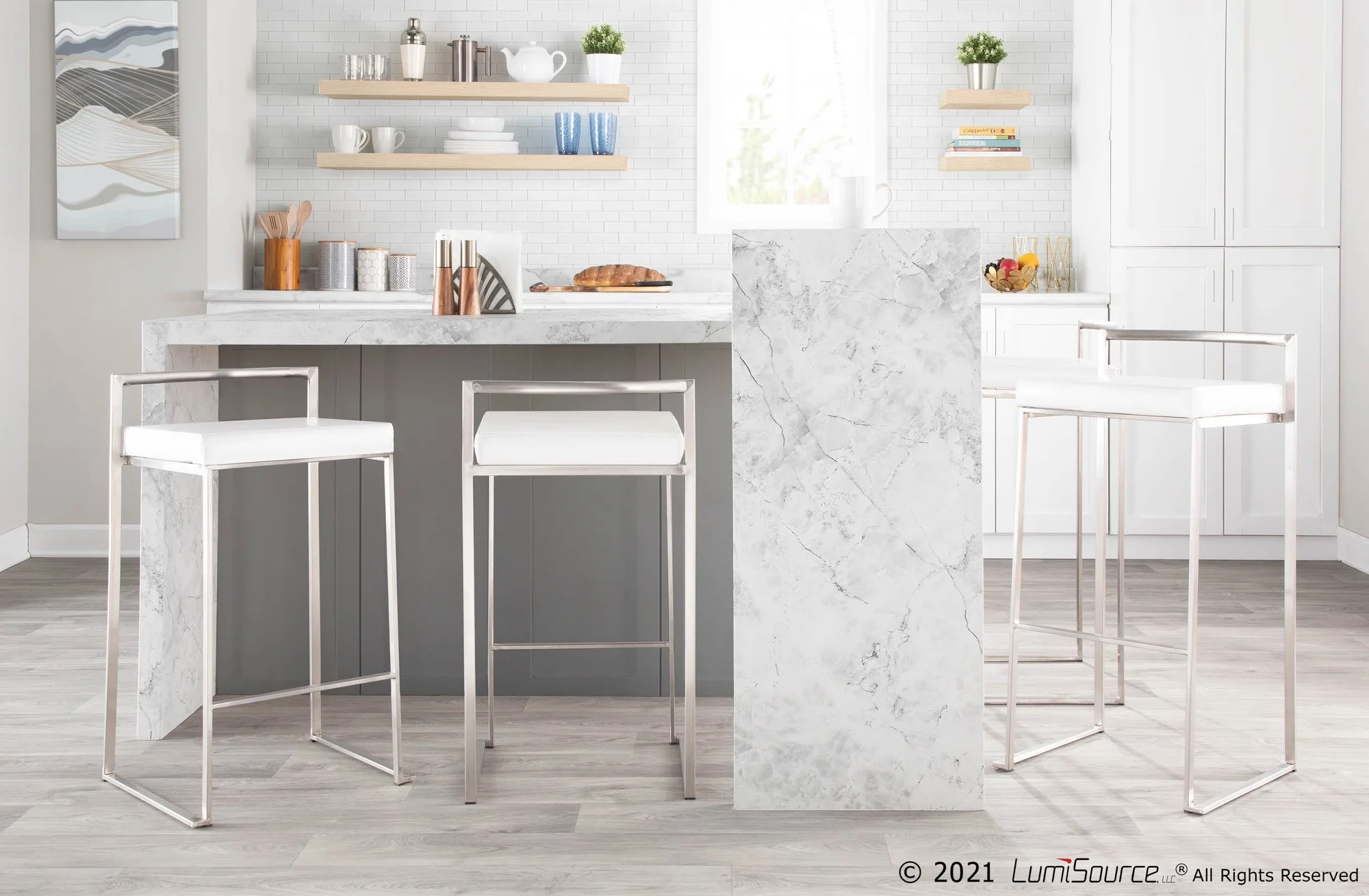 Fuji Stacker 26" Fixed-Height Counter Stool - Set of 3 By LumiSource - B26-FUJIPU SSBK3 - Image 29