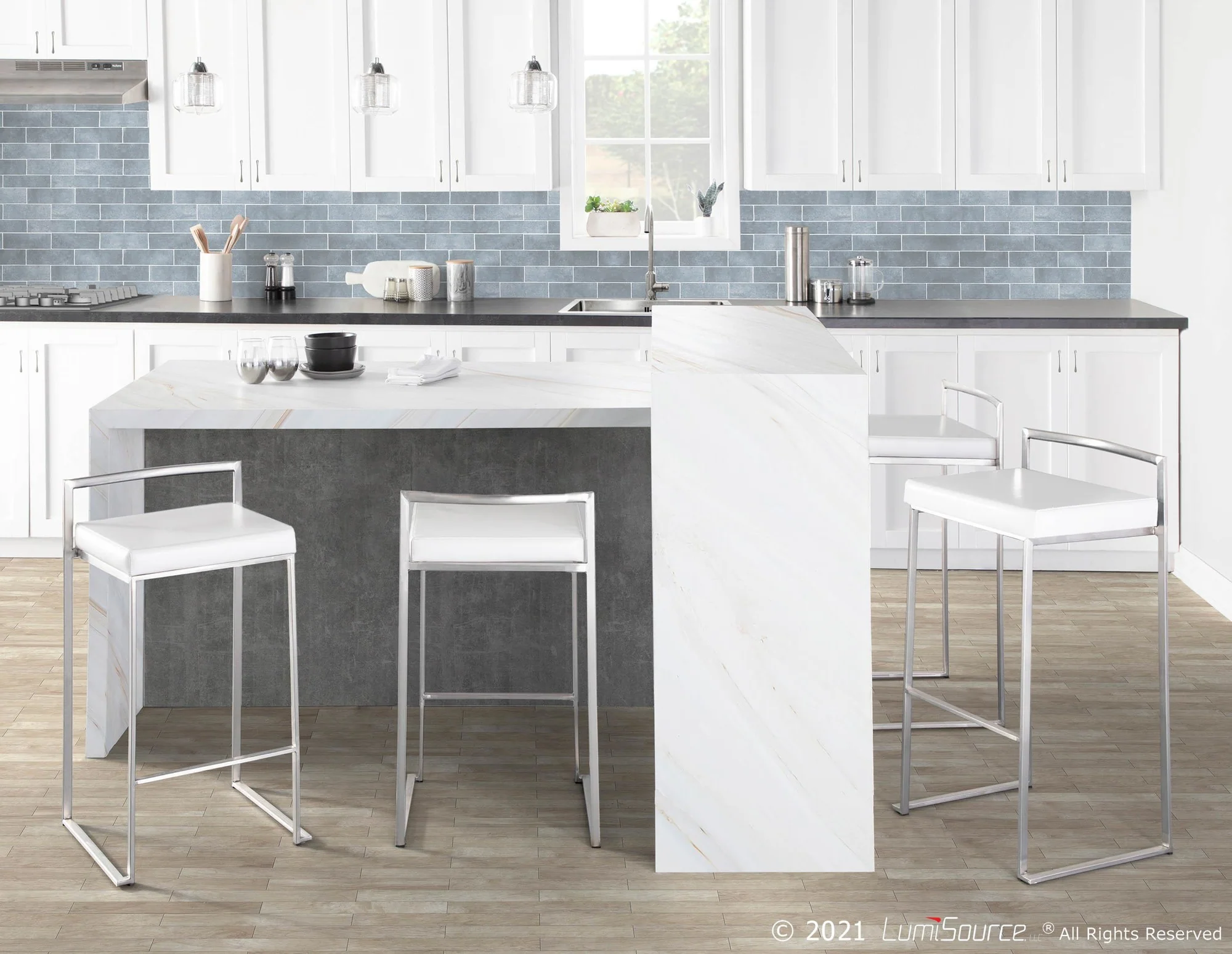 Fuji Stacker 26" Fixed-Height Counter Stool - Set of 3 By LumiSource - B26-FUJIPU SSBK3 - Image 30