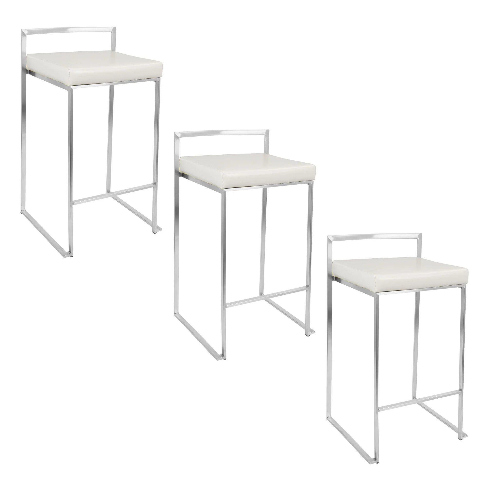 Fuji Stacker 26" Fixed-Height Counter Stool - Set of 3 By LumiSource - B26-FUJIPU SSBK3 - Image 31