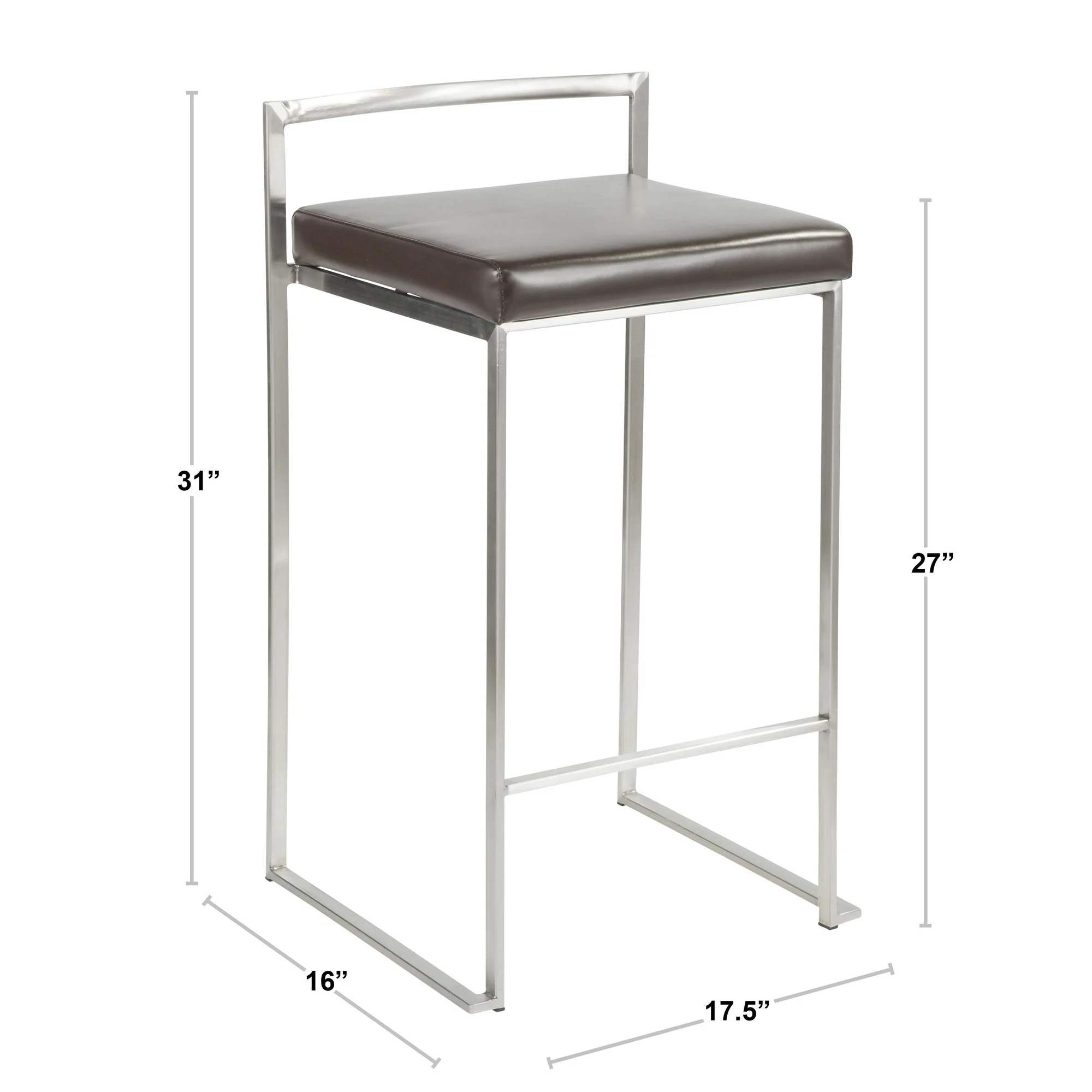 Fuji Stacker 26" Fixed-Height Counter Stool - Set of 3 By LumiSource - B26-FUJIPU SSBK3 - Image 36