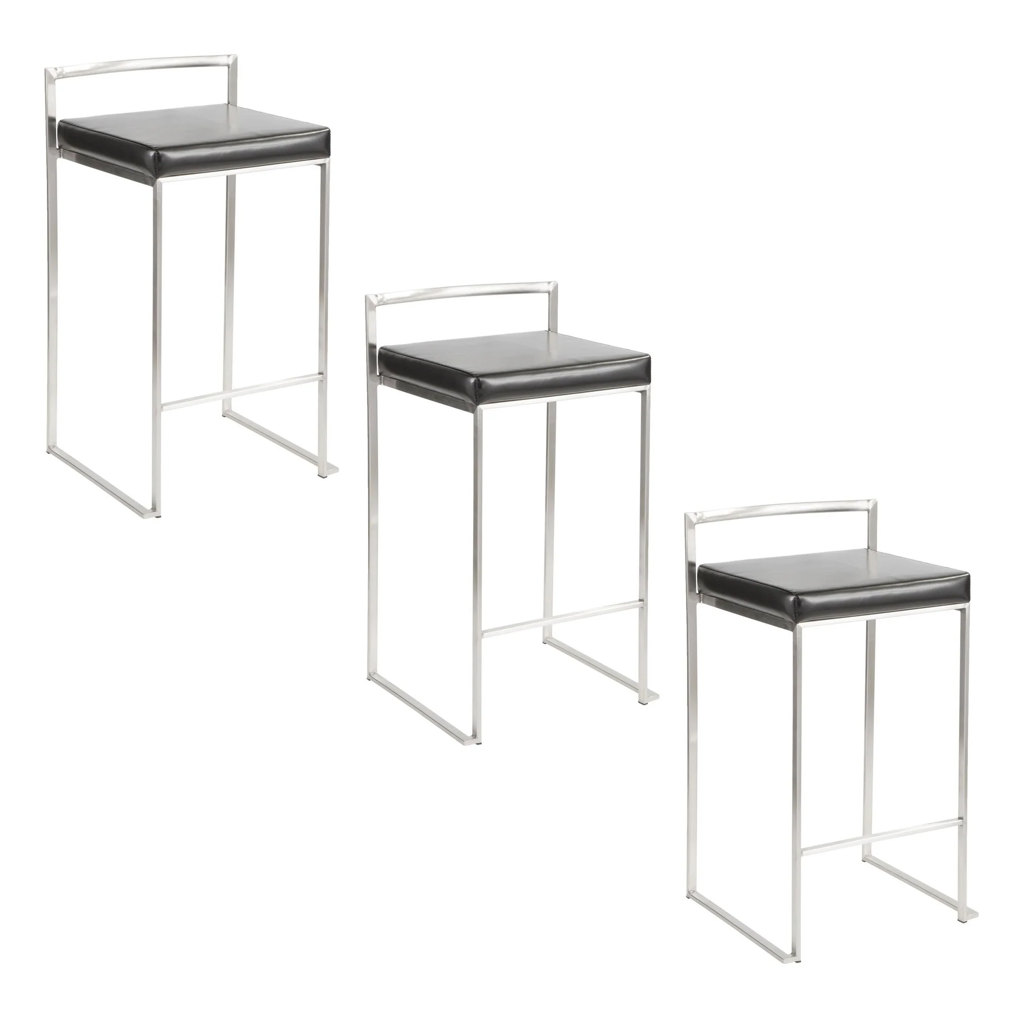 Fuji Stacker 26" Fixed-Height Counter Stool - Set of 3 By LumiSource - B26-FUJIPU SSBK3 - Image 4