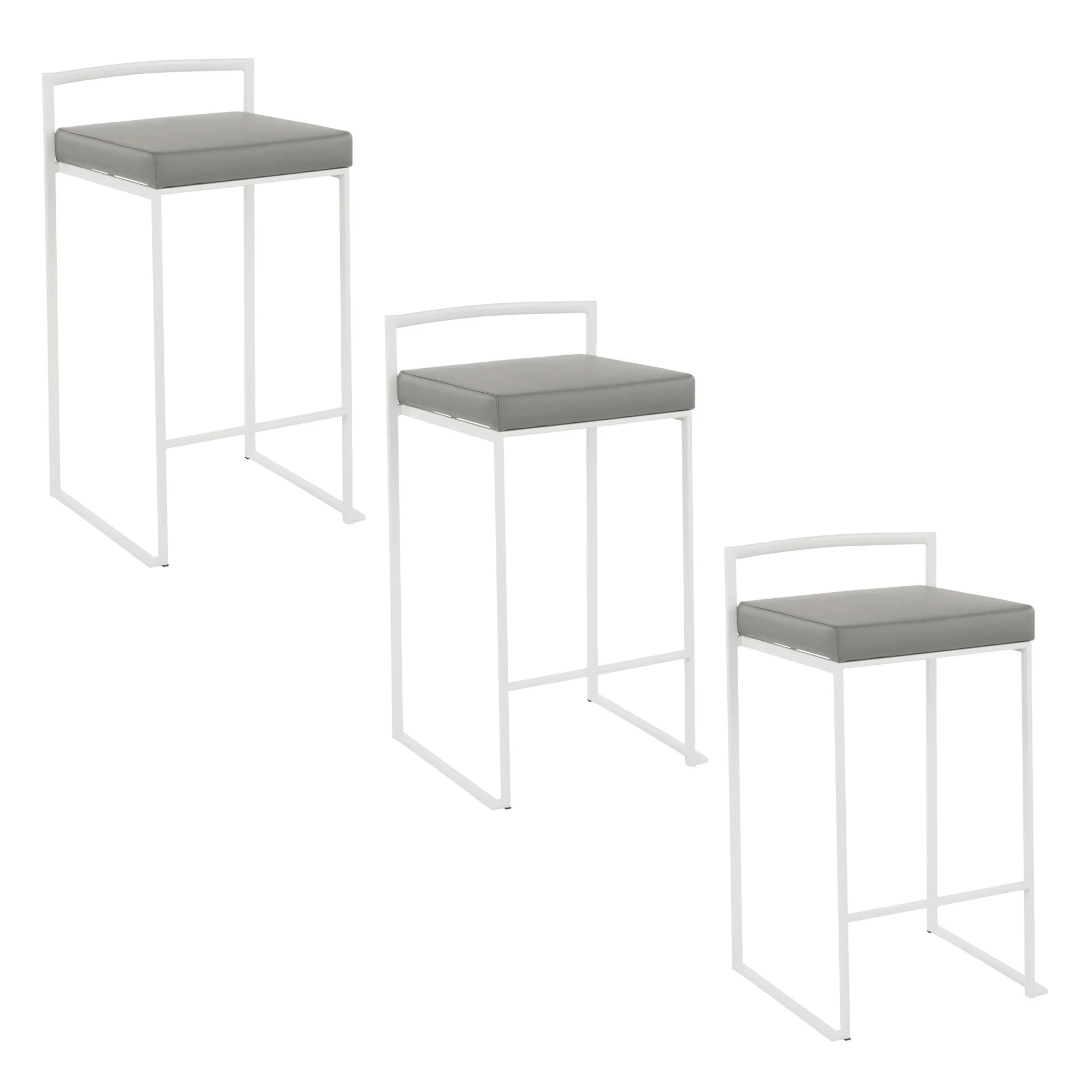 Fuji Stacker 26" Fixed-Height Counter Stool - Set of 3 By LumiSource - B26-FUJIPU WGY3 - Image 2