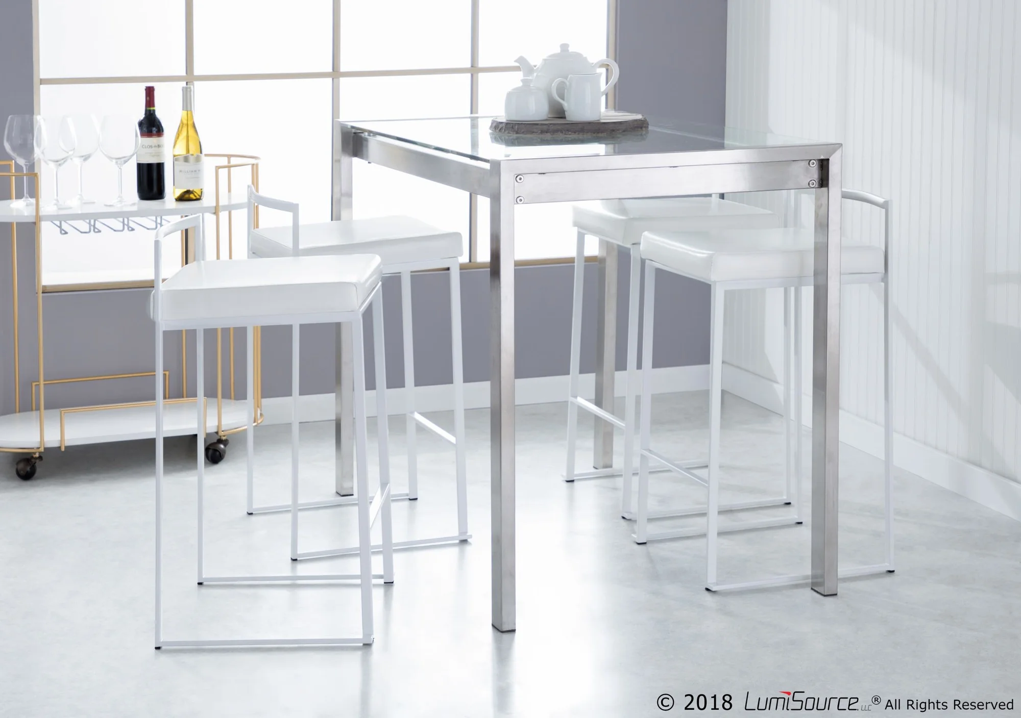Fuji Stacker 26" Fixed-Height Counter Stool - Set of 3 By LumiSource - B26-FUJIPU WGY3 - Image 9