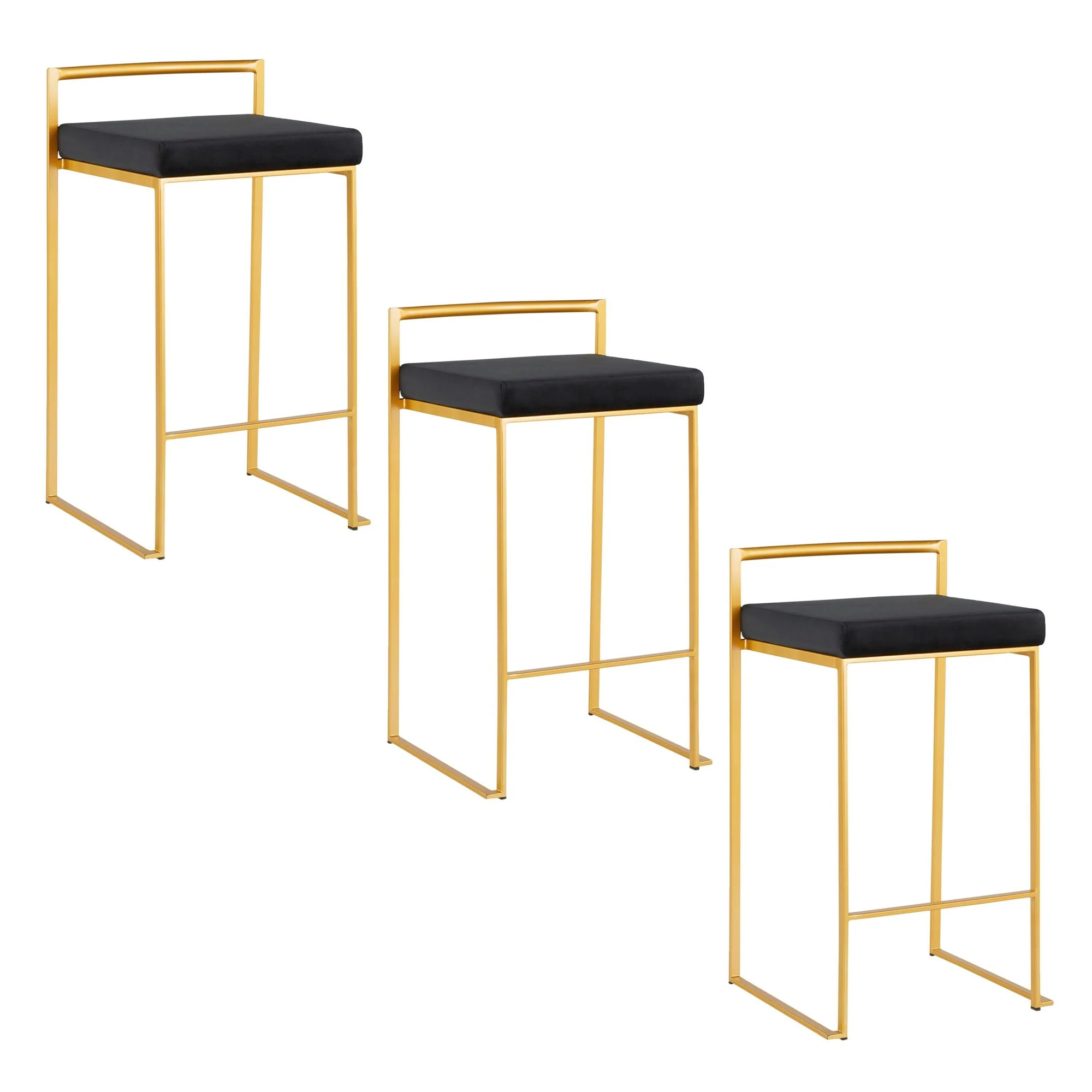 Fuji Stacker 26" Fixed-Height Counter Stool - Set of 3 By LumiSource - B26-FUJIV AUBK3 - Image 4