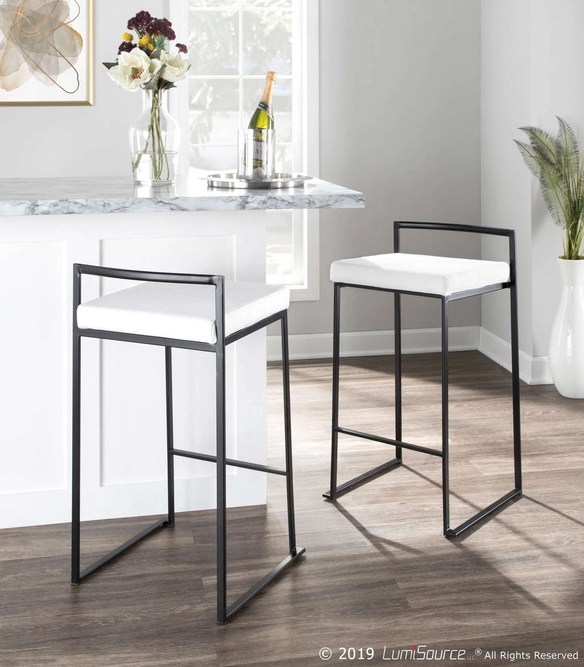Fuji Stacker 26" Fixed-Height Counter Stool - Set of 3 By LumiSource - B26-FUJIV BKBK3 - Image 11