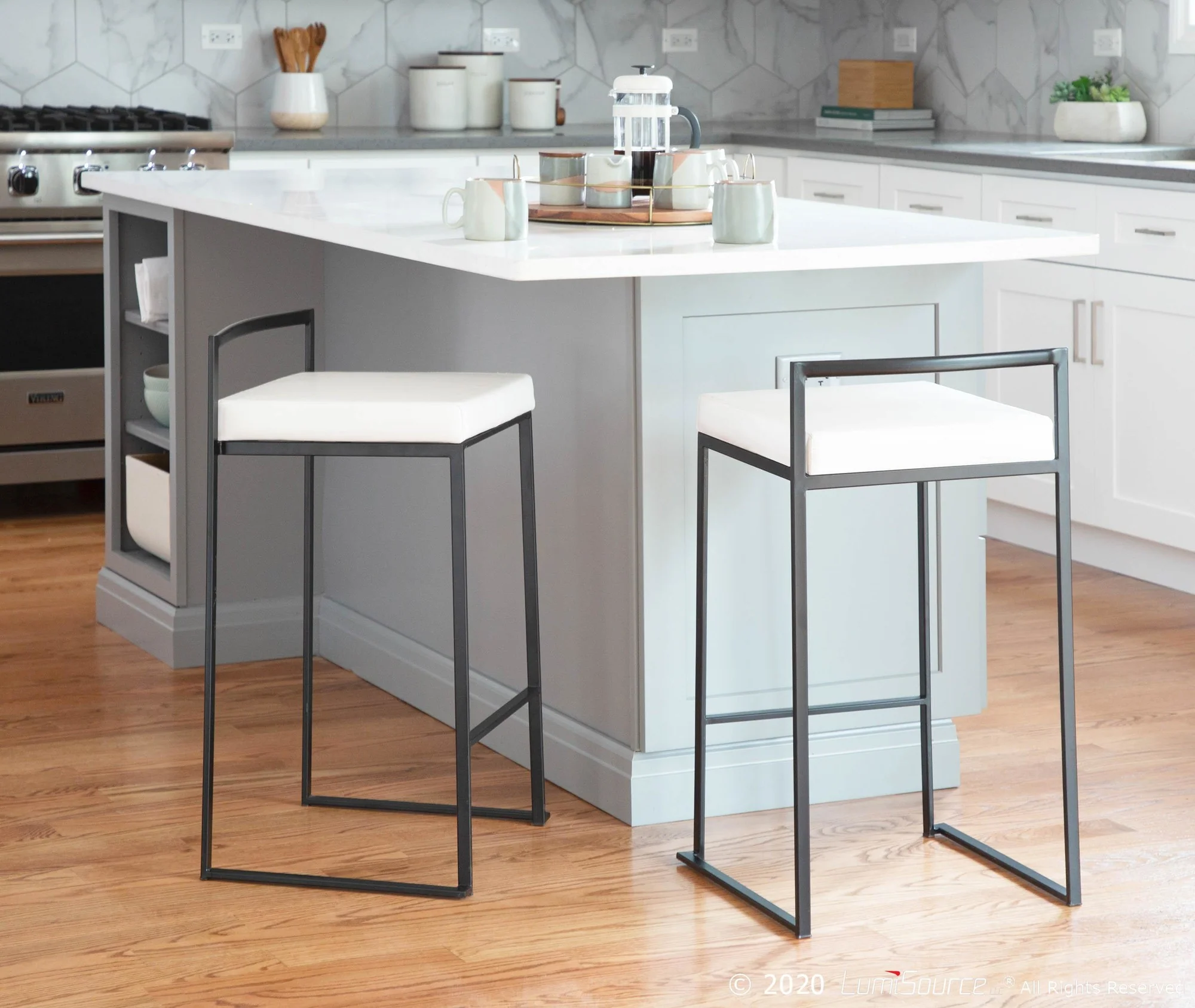 Fuji Stacker 26" Fixed-Height Counter Stool - Set of 3 By LumiSource - B26-FUJIV BKBK3 - Image 14