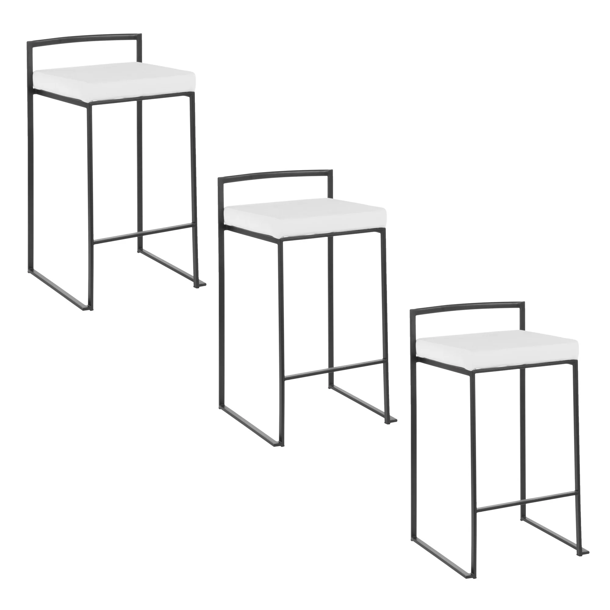 Fuji Stacker 26" Fixed-Height Counter Stool - Set of 3 By LumiSource - B26-FUJIV BKBK3 - Image 15