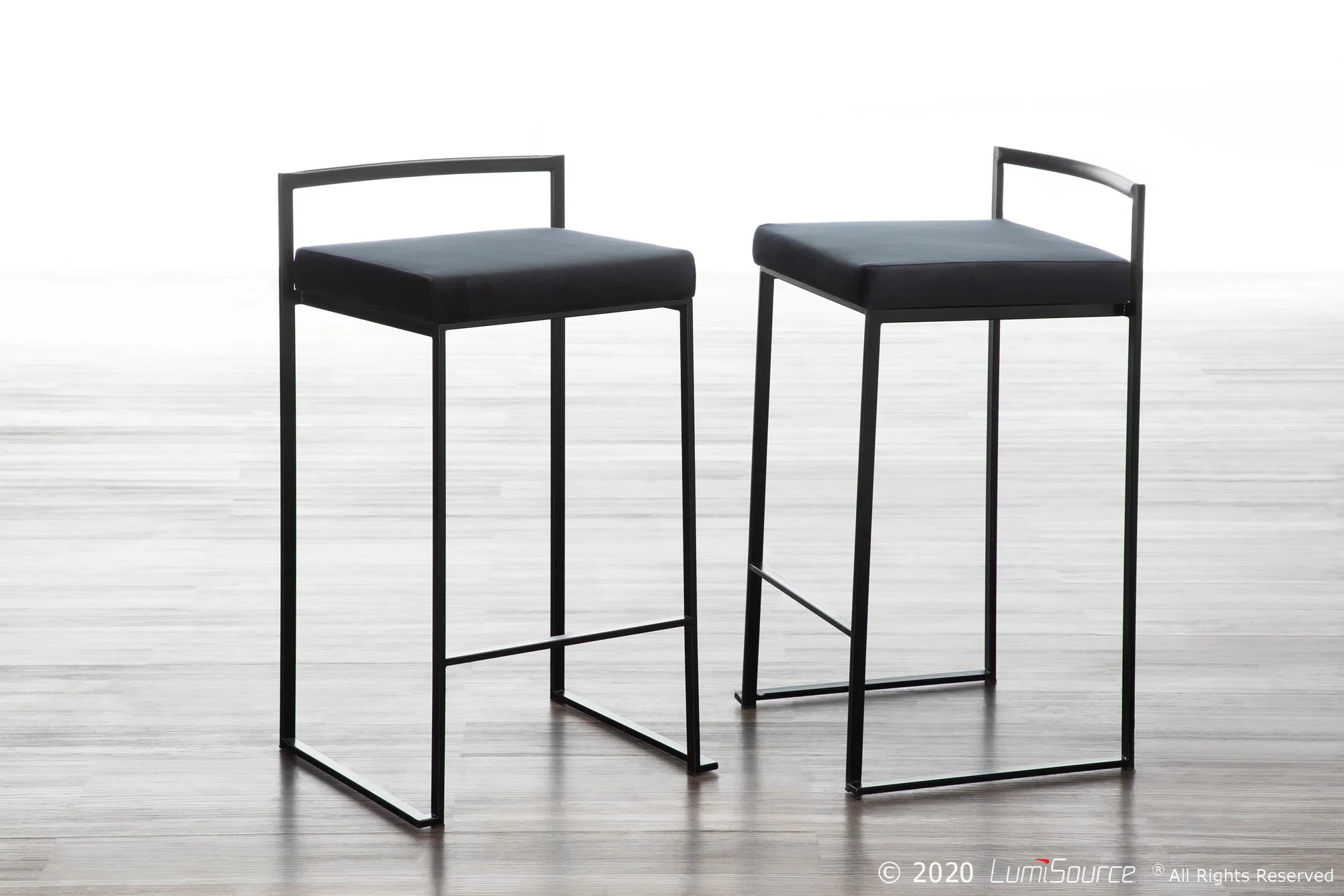 Fuji Stacker 26" Fixed-Height Counter Stool - Set of 3 By LumiSource - B26-FUJIV BKBK3 - Image 3