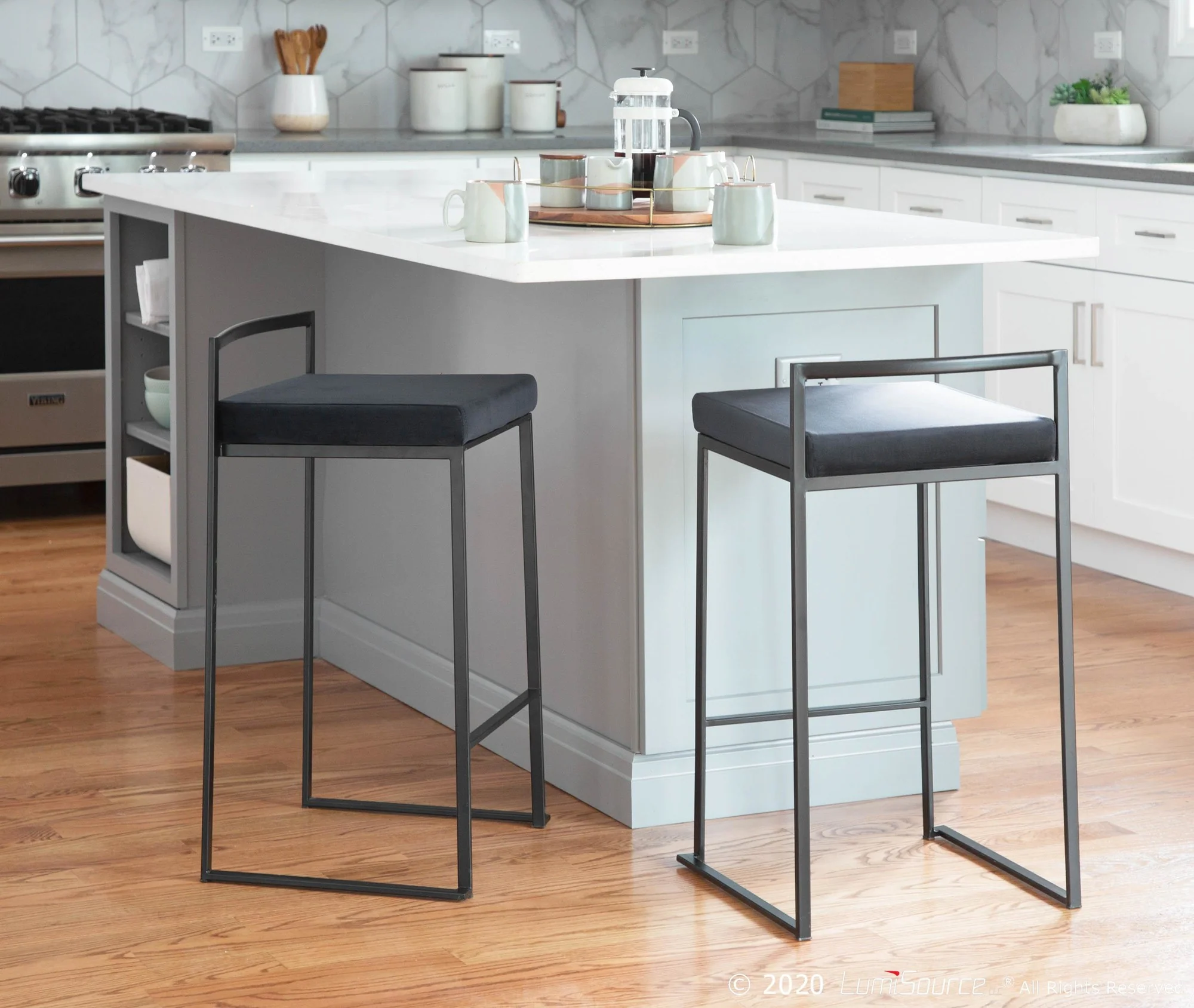 Fuji Stacker 26" Fixed-Height Counter Stool - Set of 3 By LumiSource - B26-FUJIV BKBK3 - Image 4