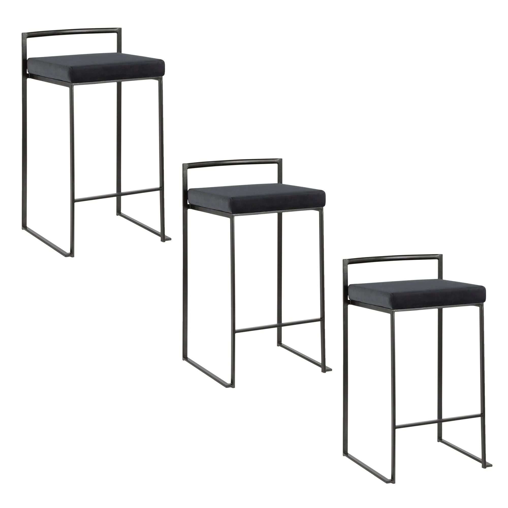 Fuji Stacker 26" Fixed-Height Counter Stool - Set of 3 By LumiSource - B26-FUJIV BKBK3 - Image 5