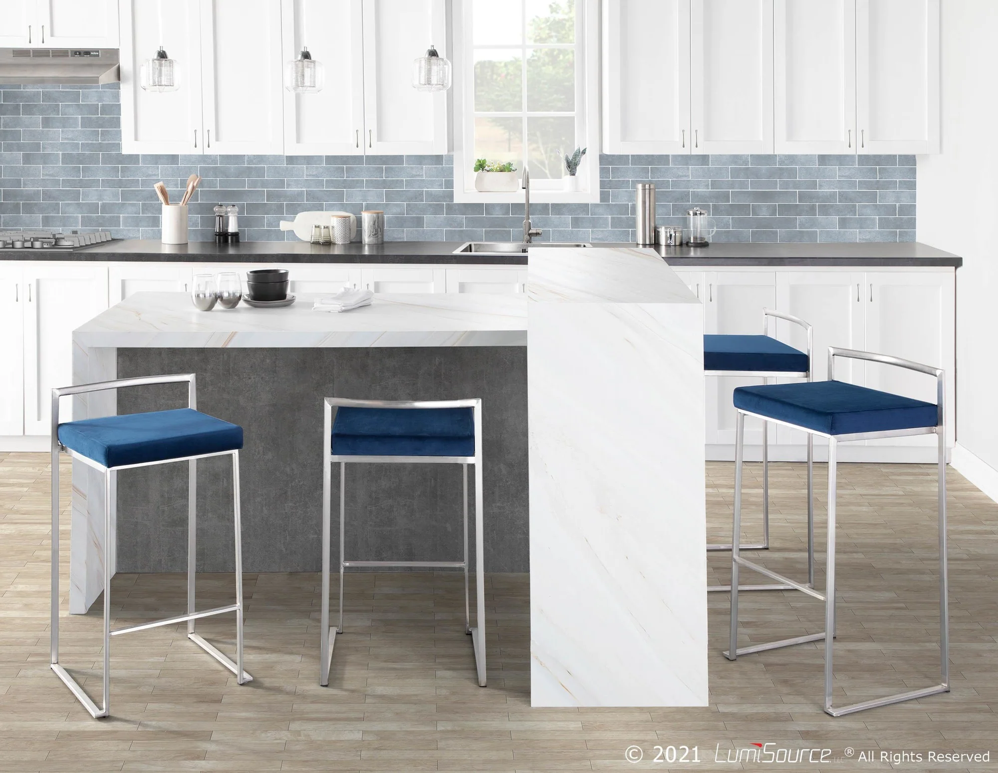 Fuji Stacker 26" Fixed-Height Counter Stool - Set of 3 By LumiSource - B26-FUJIV SSBK3 - Image 12