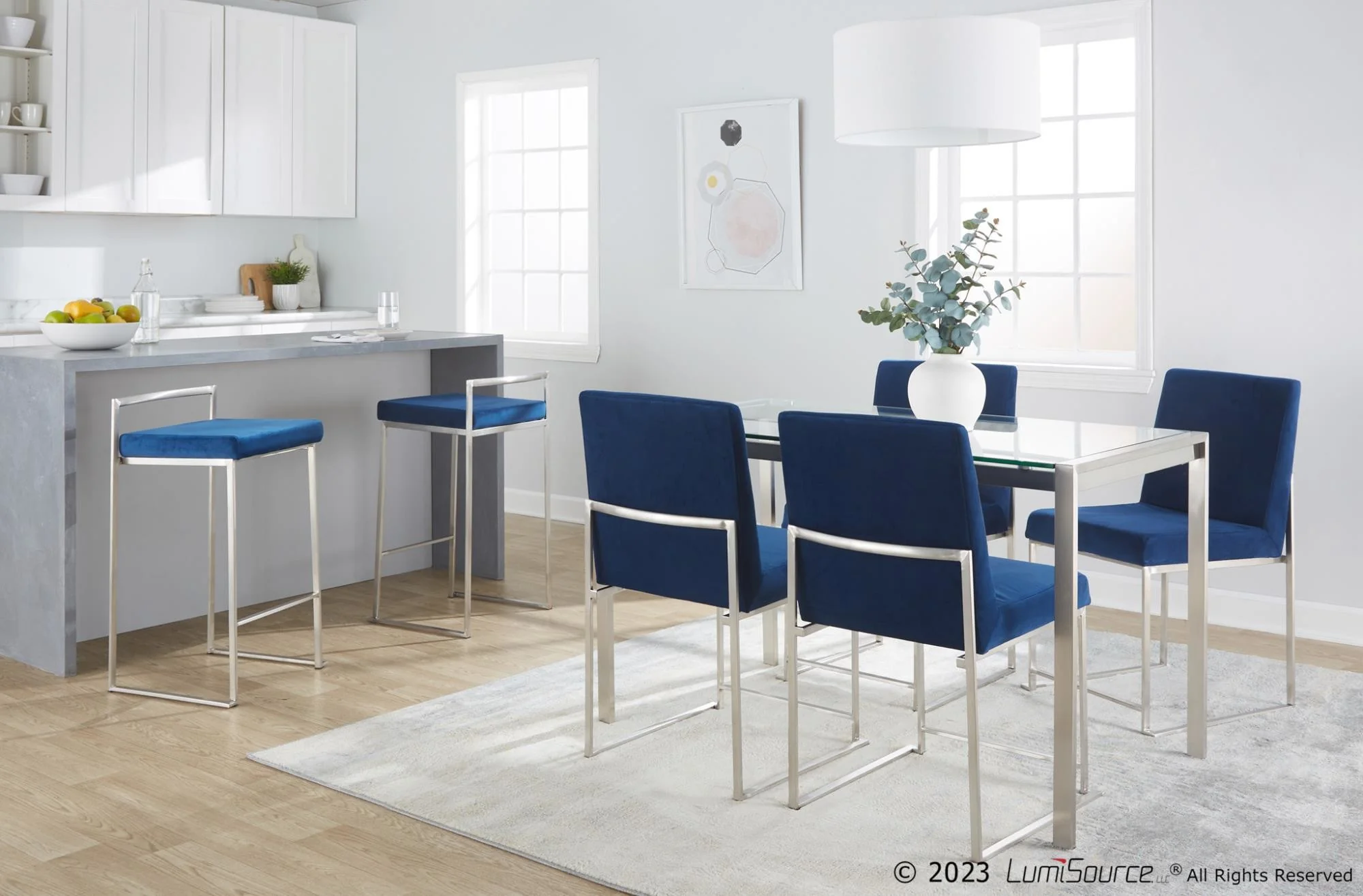 Fuji Stacker 26" Fixed-Height Counter Stool - Set of 3 By LumiSource - B26-FUJIV SSBK3 - Image 14