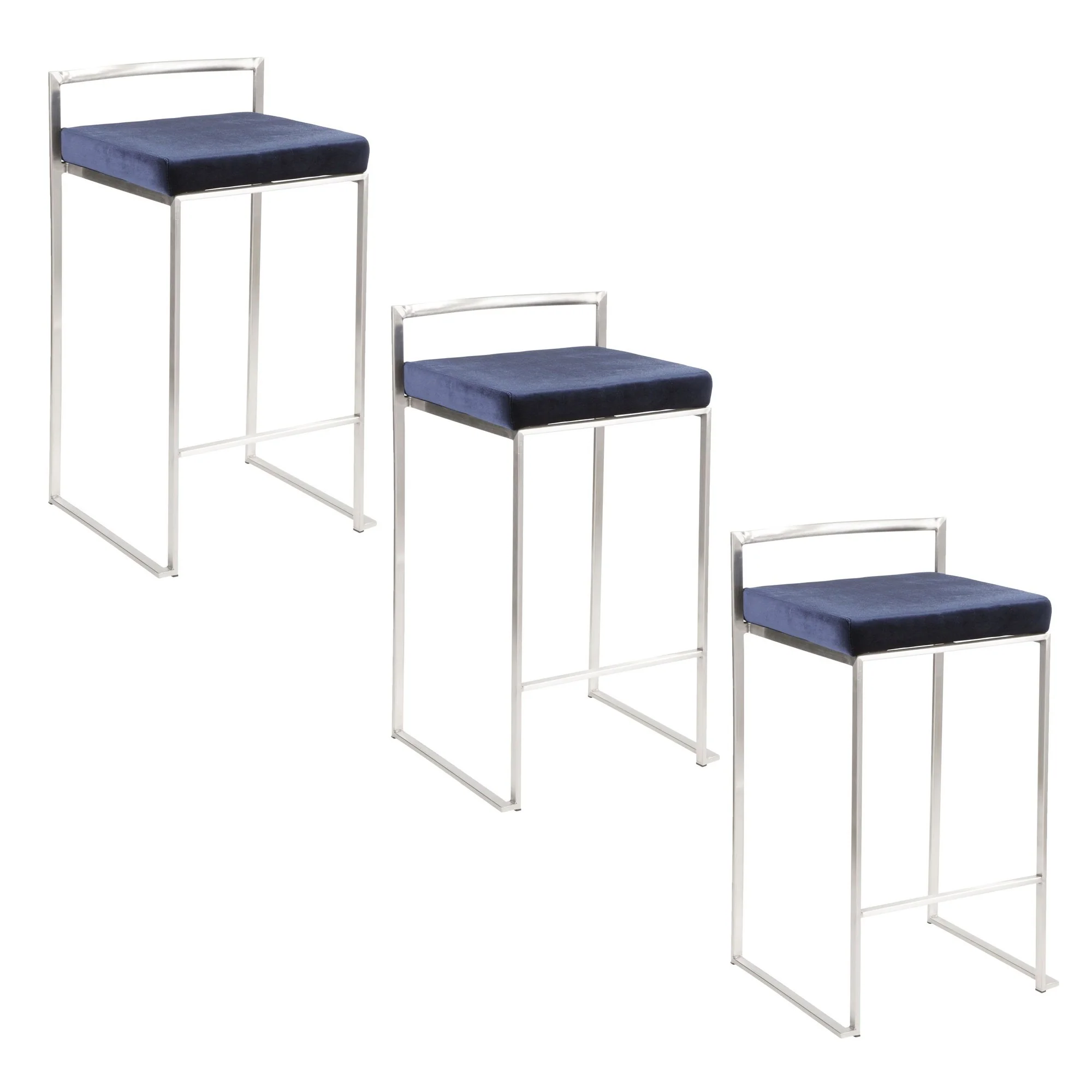 Fuji Stacker 26" Fixed-Height Counter Stool - Set of 3 By LumiSource - B26-FUJIV SSBK3 - Image 15