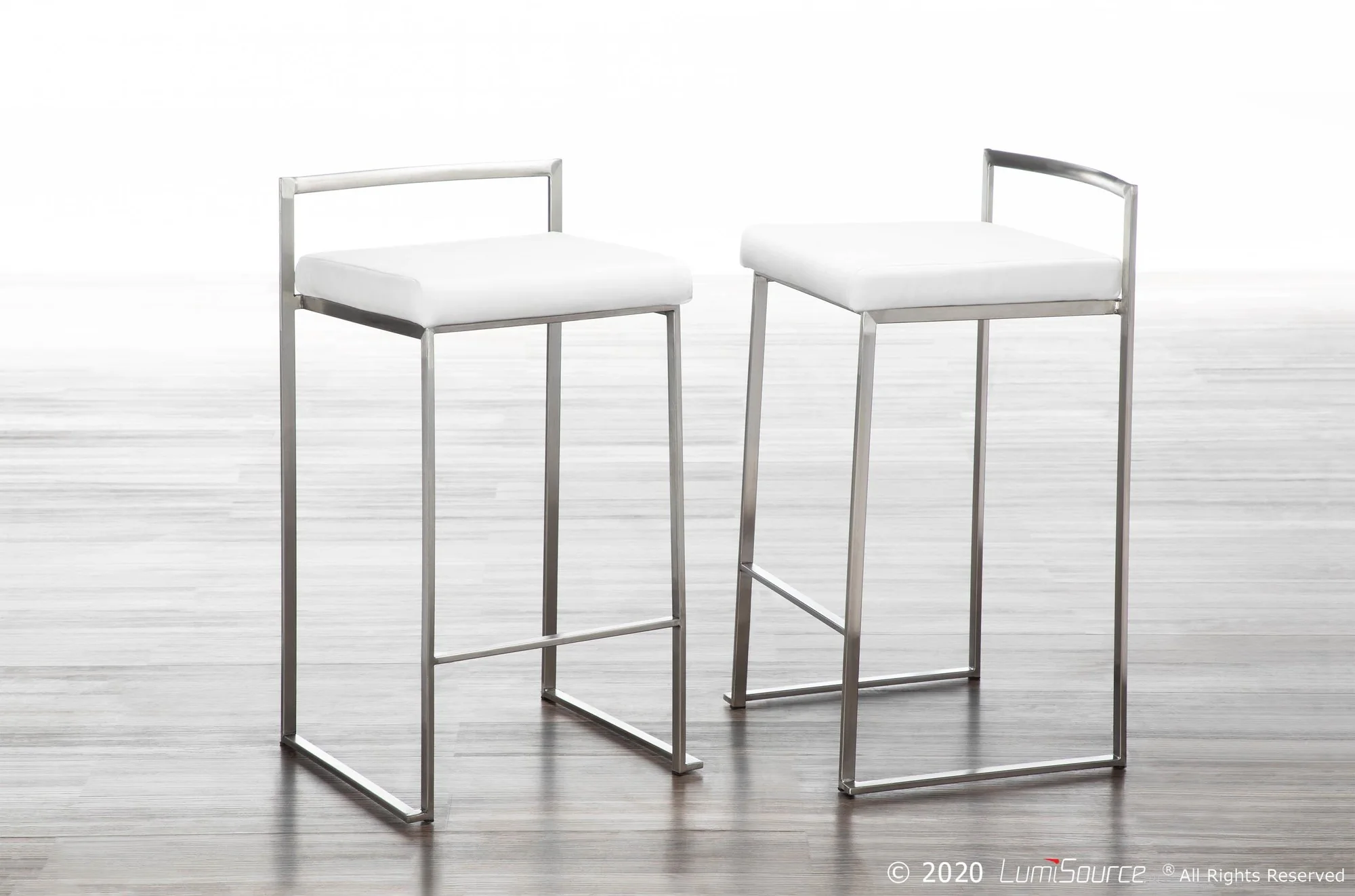 Fuji Stacker 26" Fixed-Height Counter Stool - Set of 3 By LumiSource - B26-FUJIV SSBK3 - Image 21