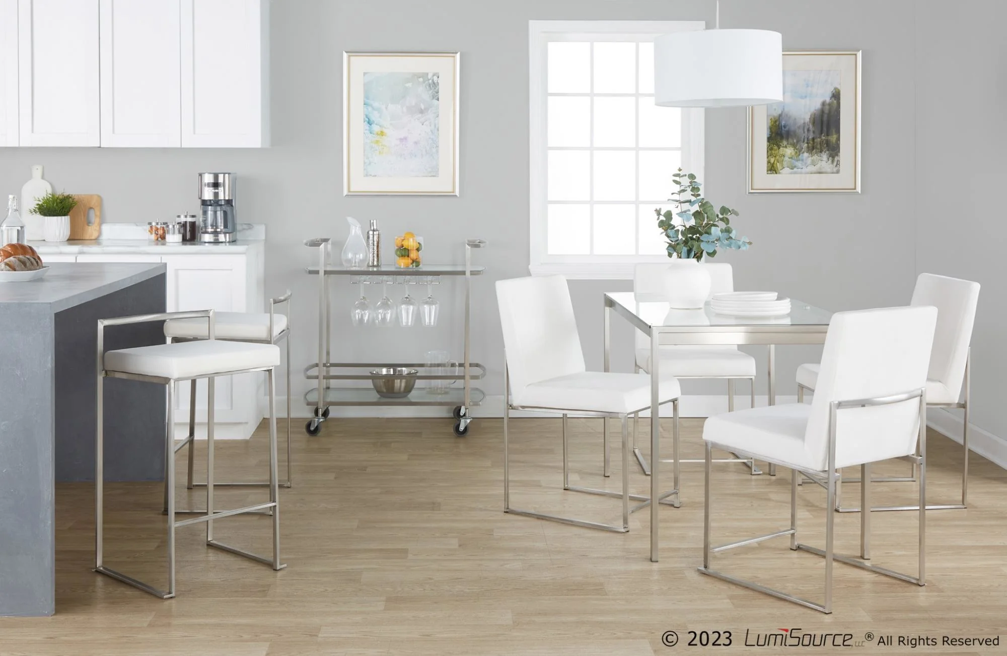 Fuji Stacker 26" Fixed-Height Counter Stool - Set of 3 By LumiSource - B26-FUJIV SSBK3 - Image 24
