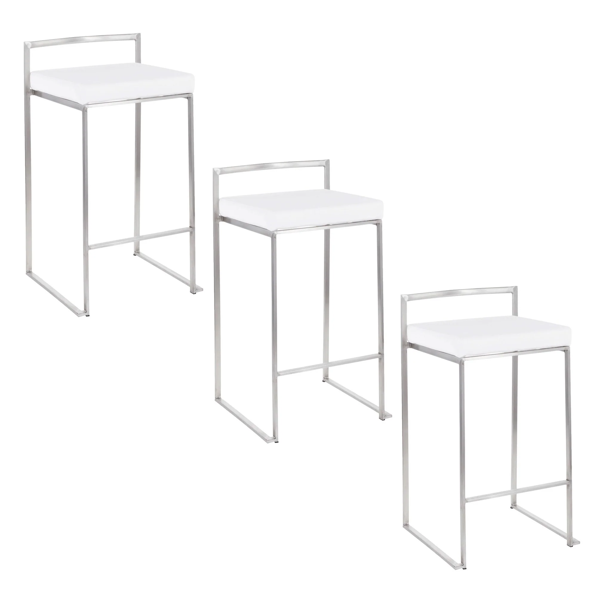 Fuji Stacker 26" Fixed-Height Counter Stool - Set of 3 By LumiSource - B26-FUJIV SSBK3 - Image 25