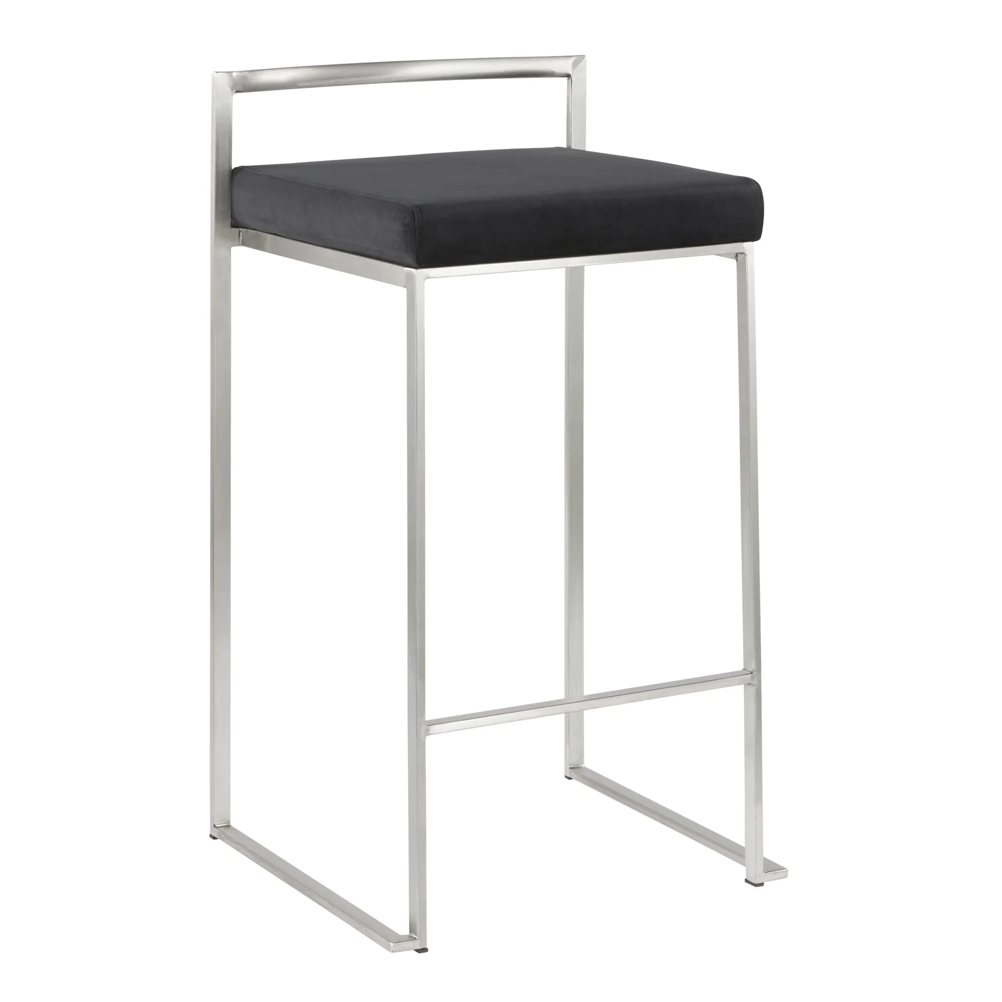 Fuji Stacker 26" Fixed-Height Counter Stool - Set of 3 By LumiSource - B26-FUJIV SSBK3 - Image 6