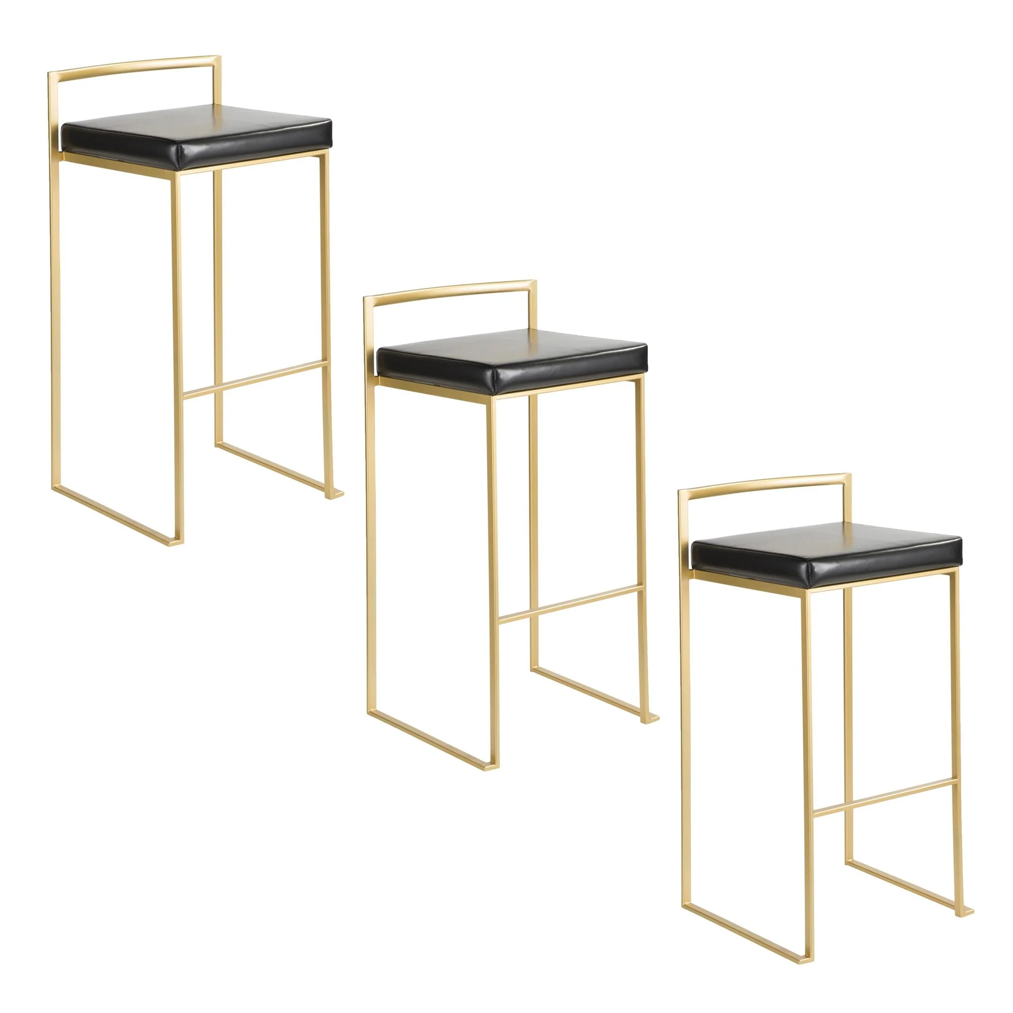 Fuji Stacker 30" Fixed-Height Barstool - Set of 3 By LumiSource - B30-FUJIPU AUBK3 - Image 3