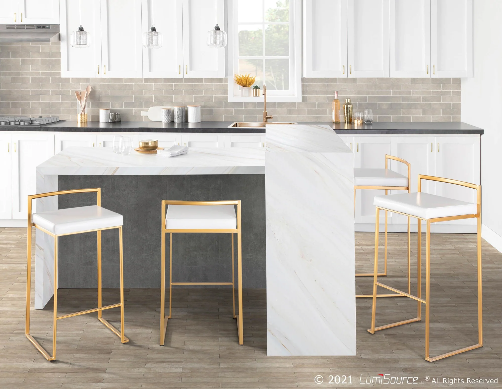 Fuji Stacker 30" Fixed-Height Barstool - Set of 3 By LumiSource - B30-FUJIPU AUBK3 - Image 9