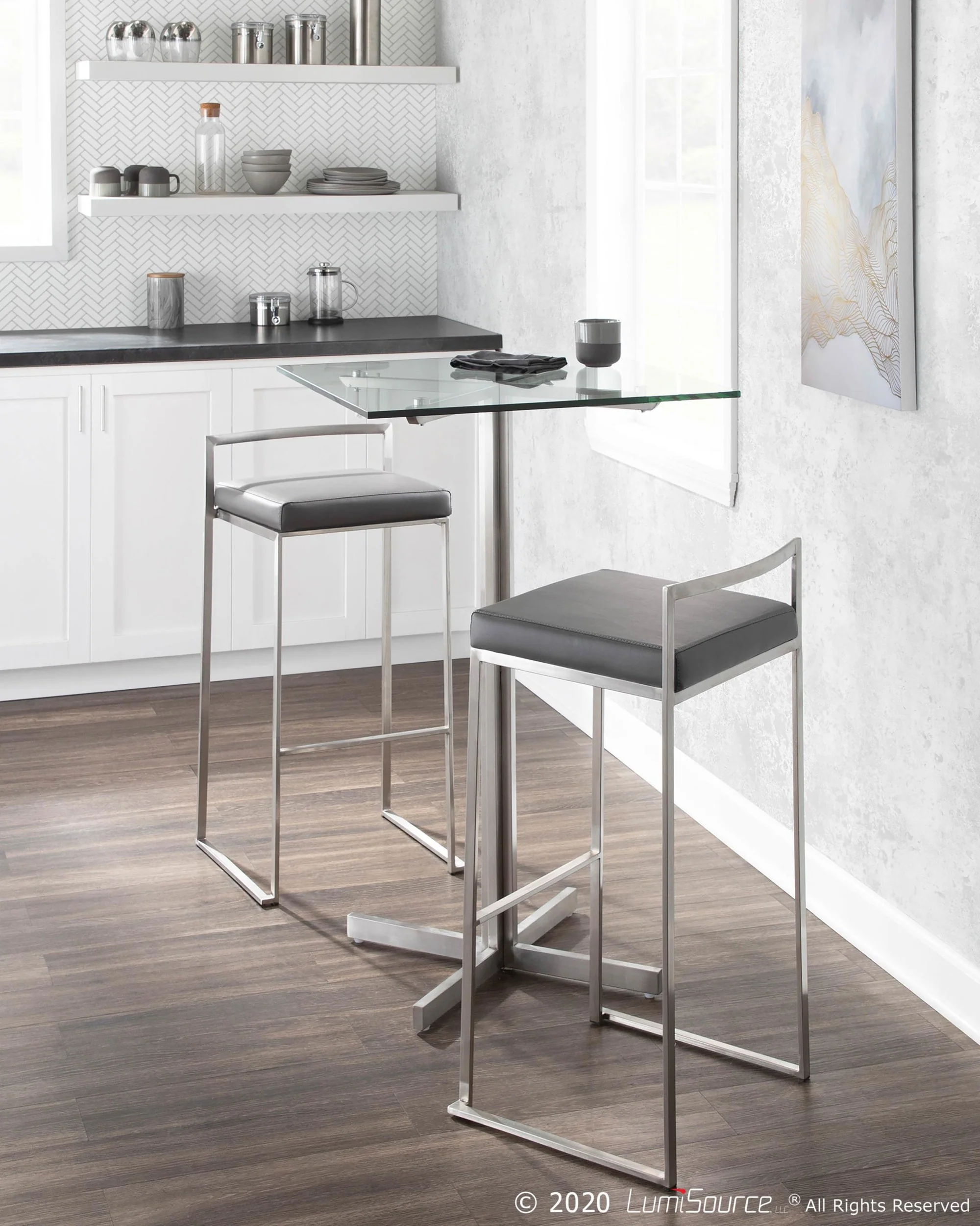 Fuji Stacker 30" Fixed-Height Barstool - Set of 3 By LumiSource - B30-FUJIPU SSBK3 - Image 10