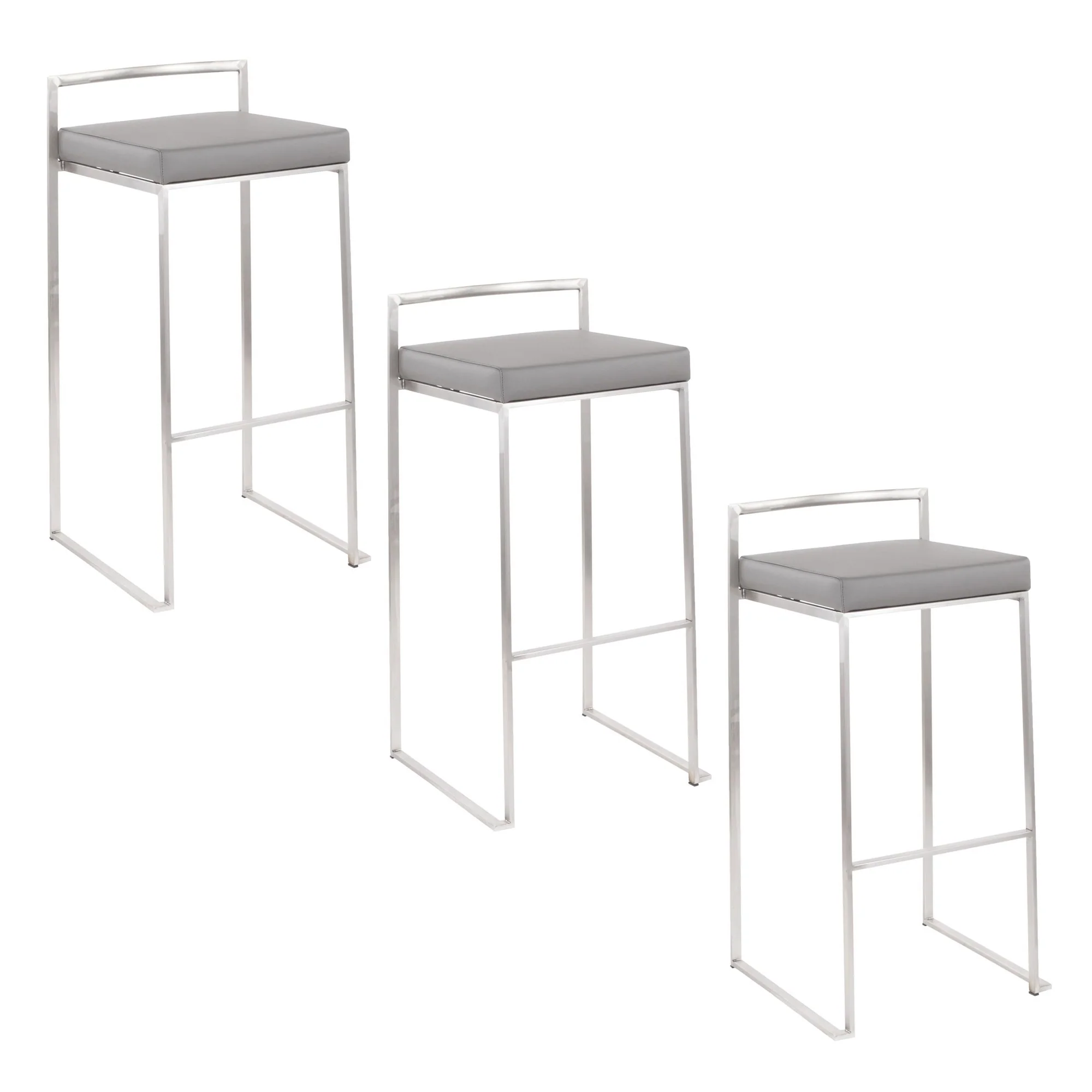 Fuji Stacker 30" Fixed-Height Barstool - Set of 3 By LumiSource - B30-FUJIPU SSBK3 - Image 12