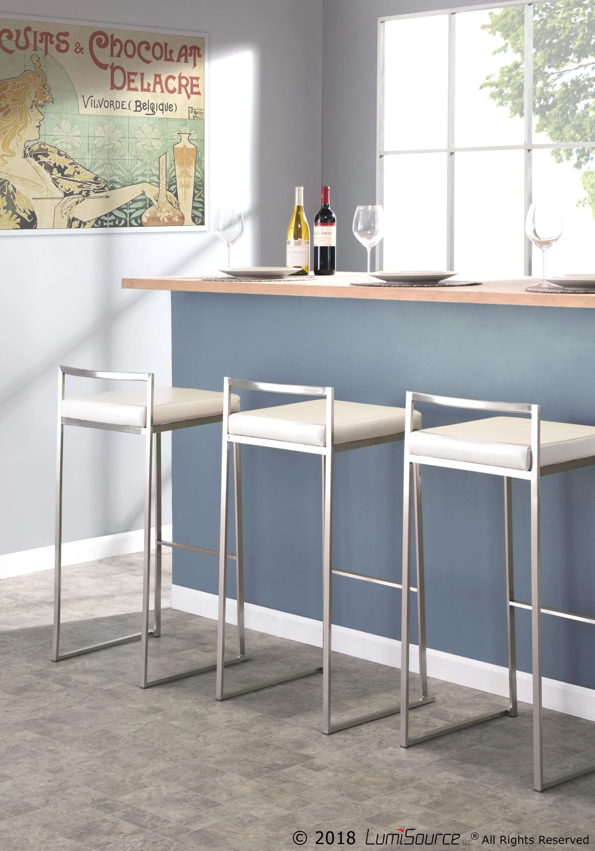 Fuji Stacker 30" Fixed-Height Barstool - Set of 3 By LumiSource - B30-FUJIPU SSBK3 - Image 18