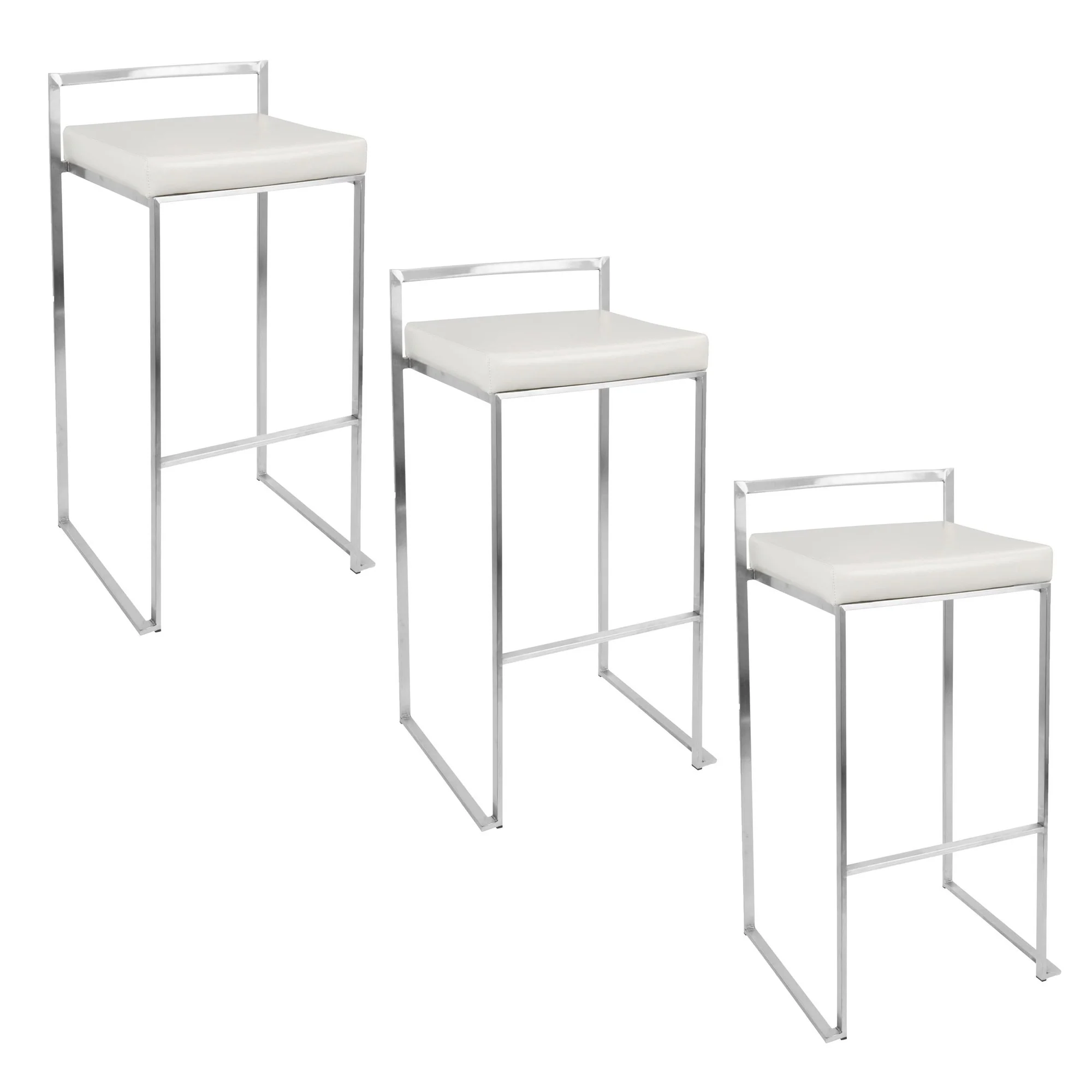 Fuji Stacker 30" Fixed-Height Barstool - Set of 3 By LumiSource - B30-FUJIPU SSBK3 - Image 19