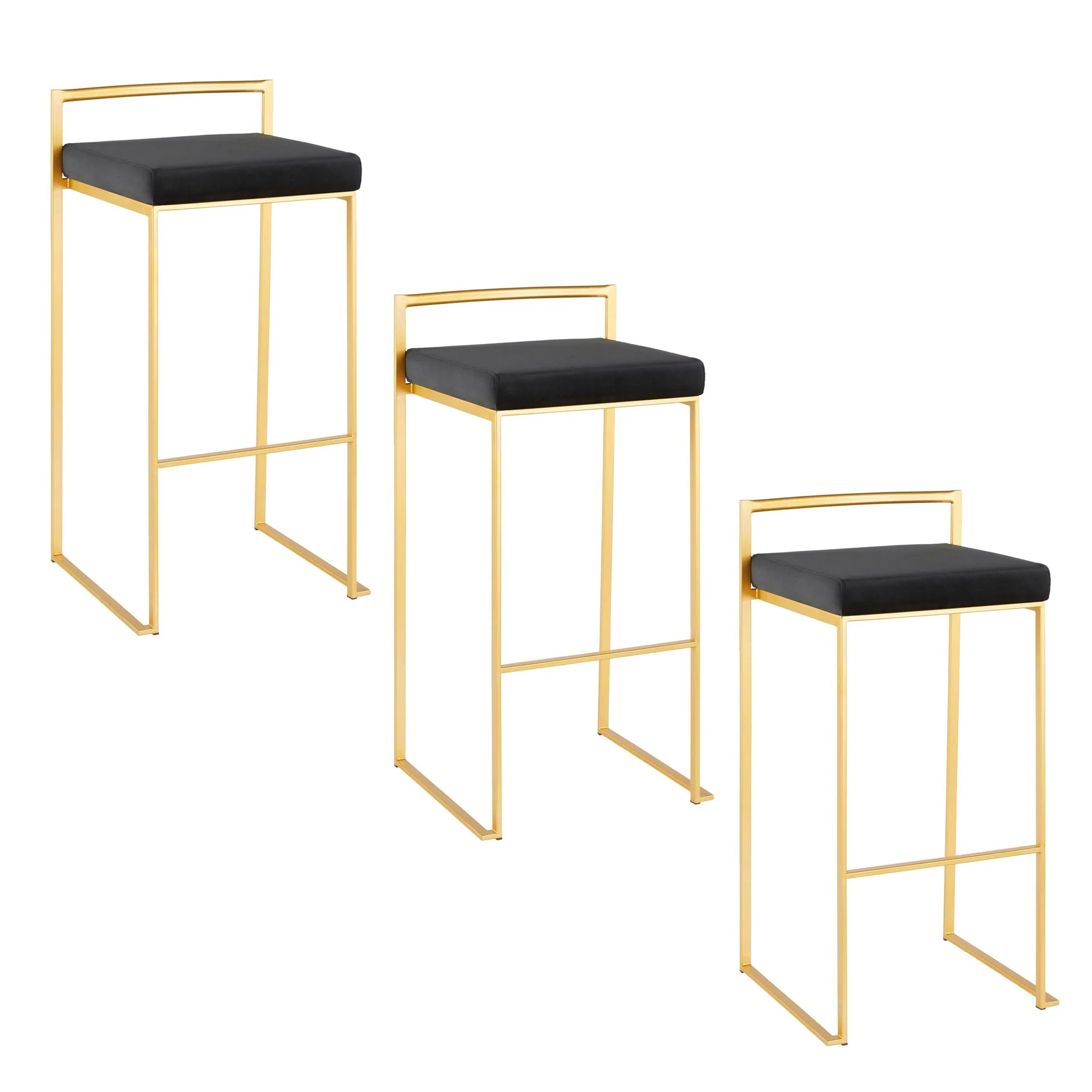 Fuji Stacker 30" Fixed-Height Barstool - Set of 3 By LumiSource - B30-FUJIV AUBK3 - Image 3