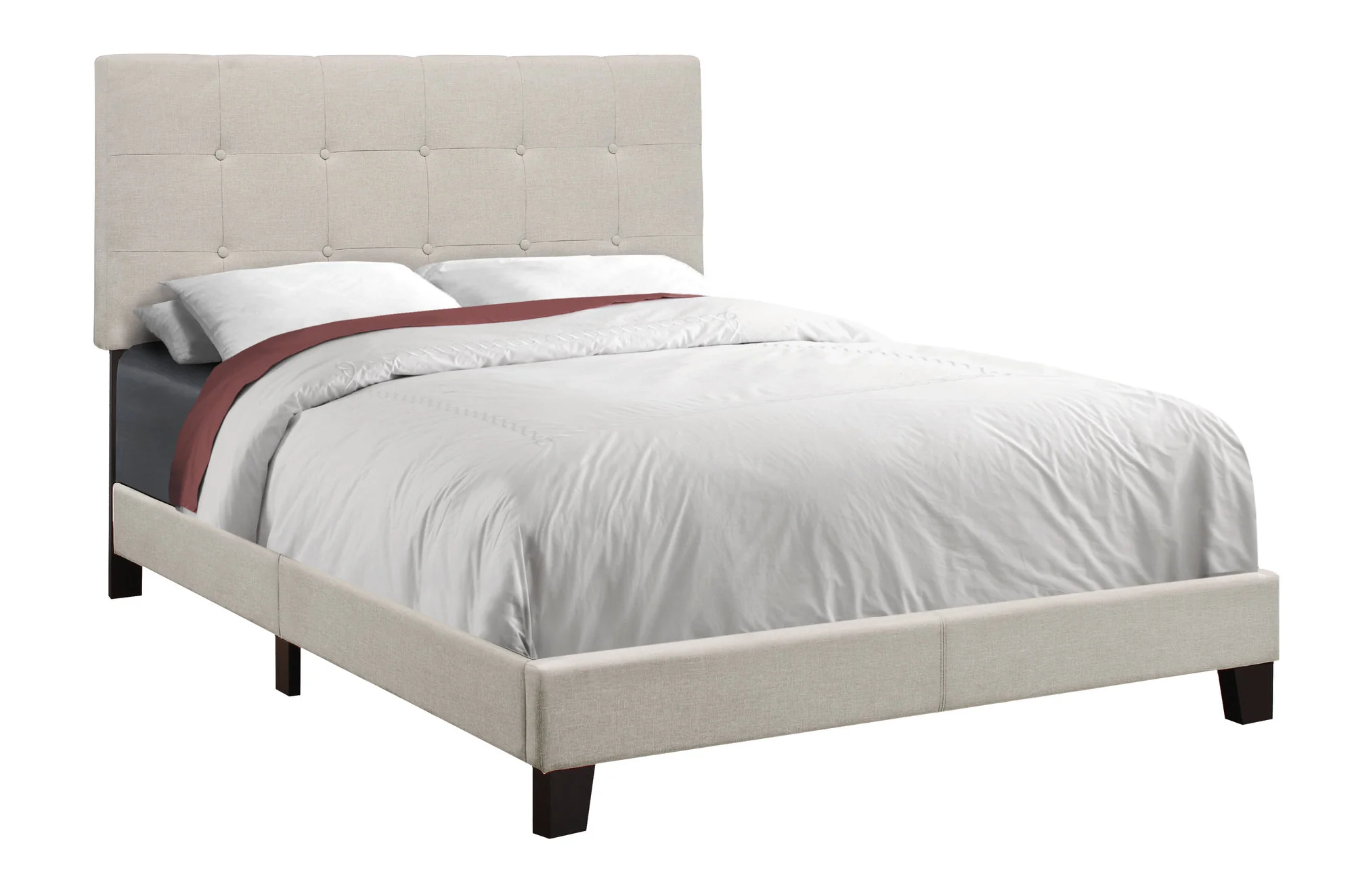 Full Size Beige Linen Bed By Homeroots - Image 2