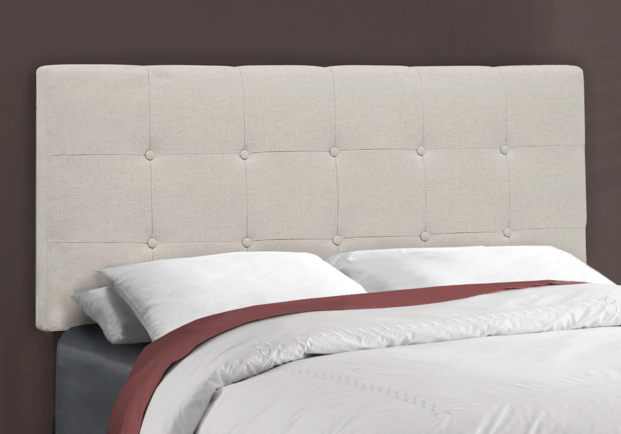 Full Size Beige Linen Bed By Homeroots - Image 3