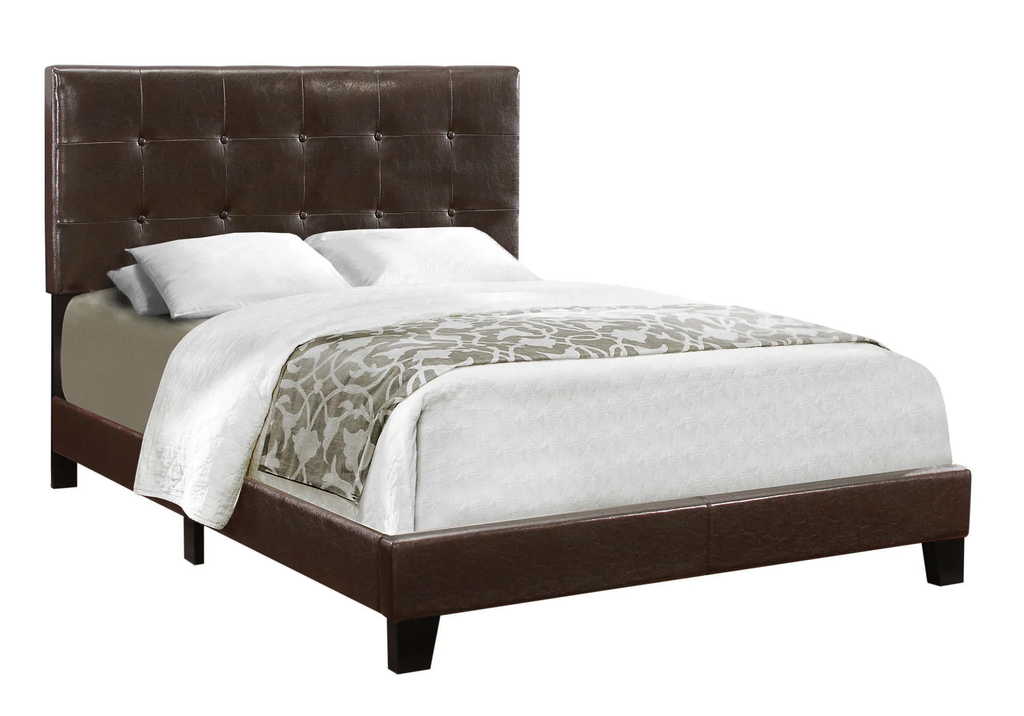 Full Size Dark Brown Leather Look Bed By Homeroots - Image 2