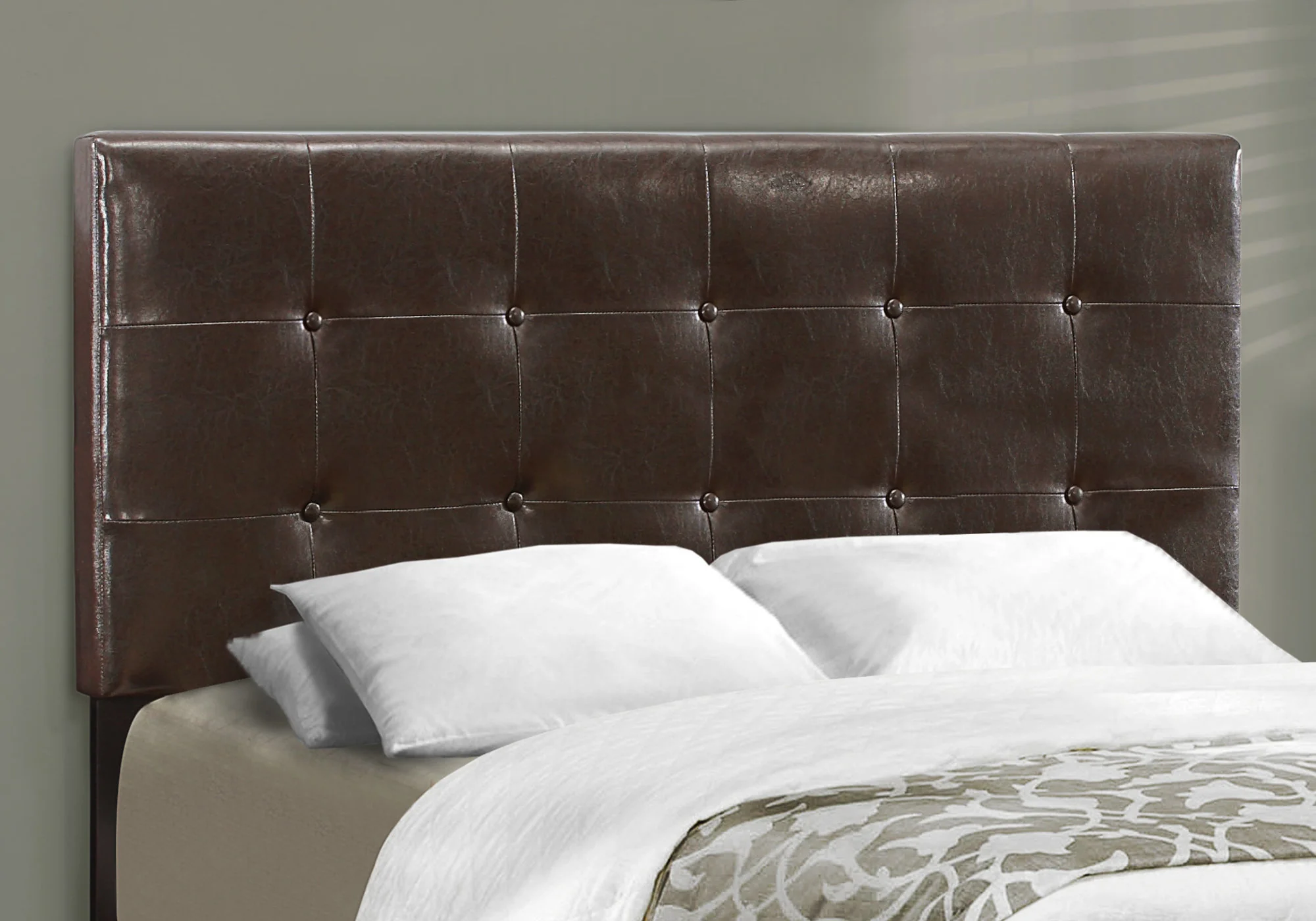 Full Size Dark Brown Leather Look Bed By Homeroots - Image 3
