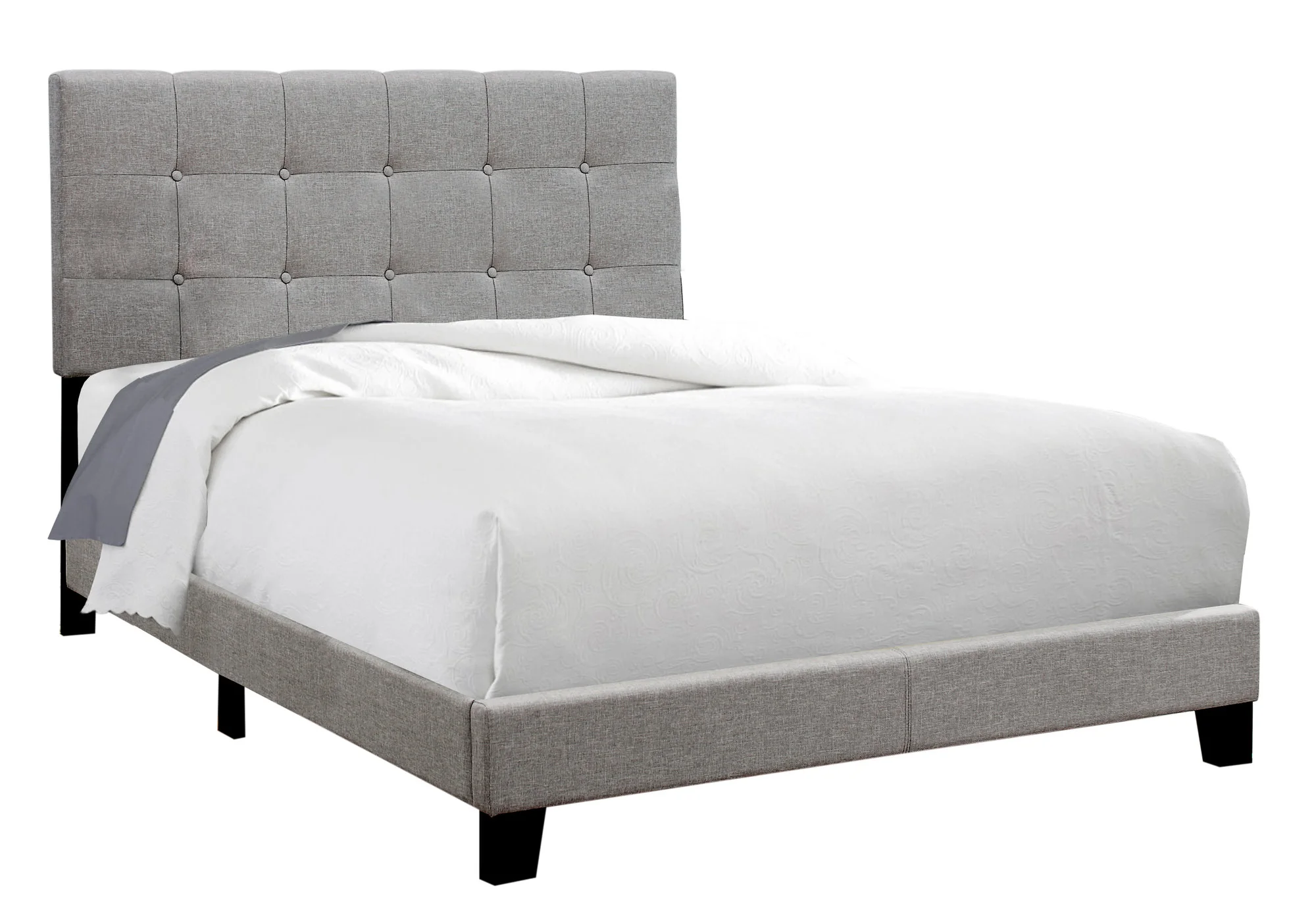 Full Size Grey Linen Bed By Homeroots - Image 2