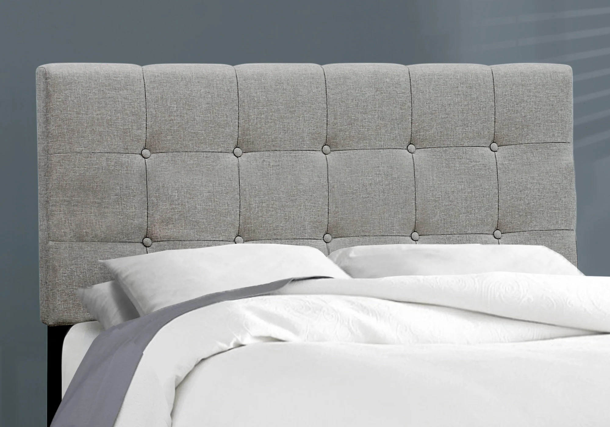 Full Size Grey Linen Bed By Homeroots - Image 3
