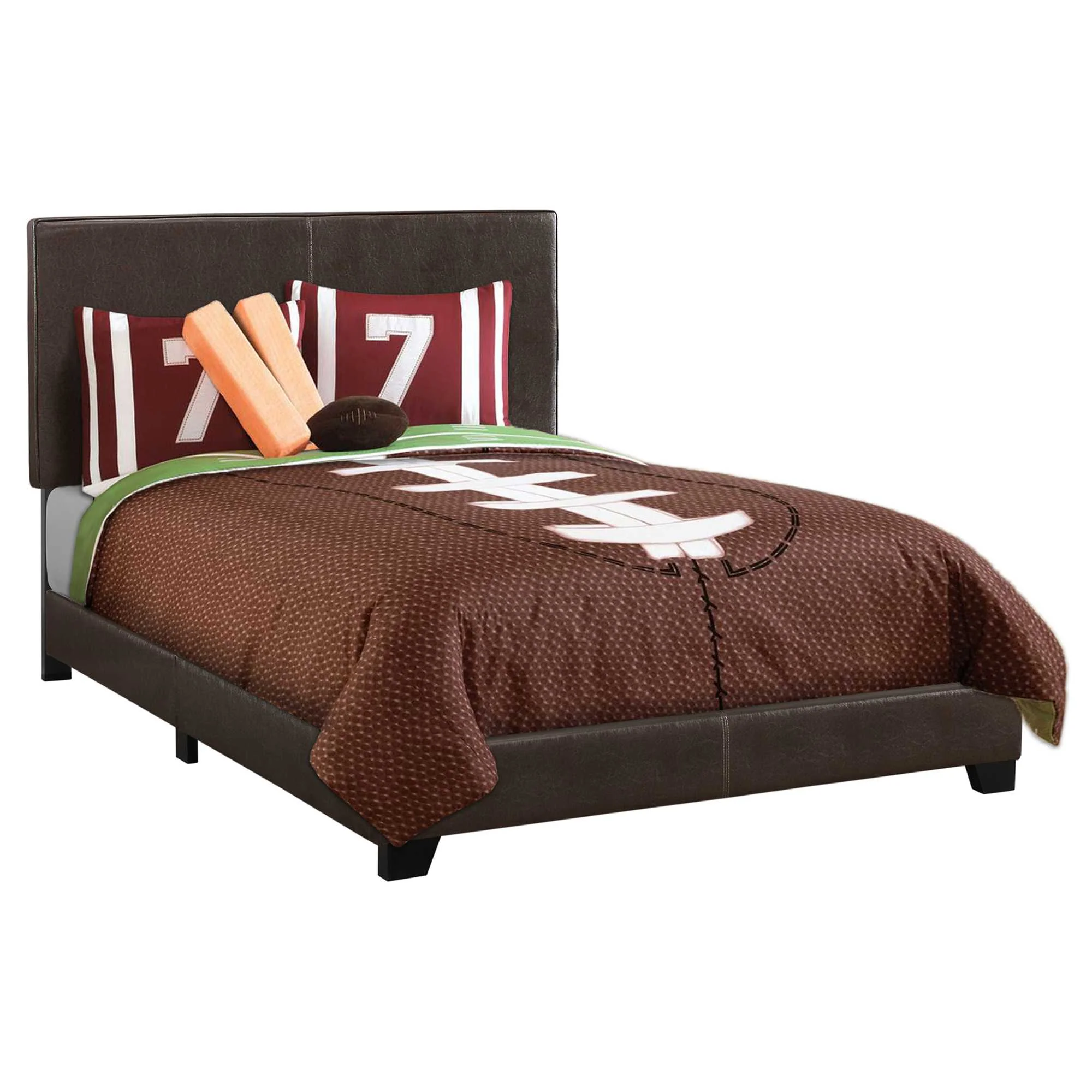 Full Size Rich Dark Brown Leather Look Bed By Homeroots - Image 2