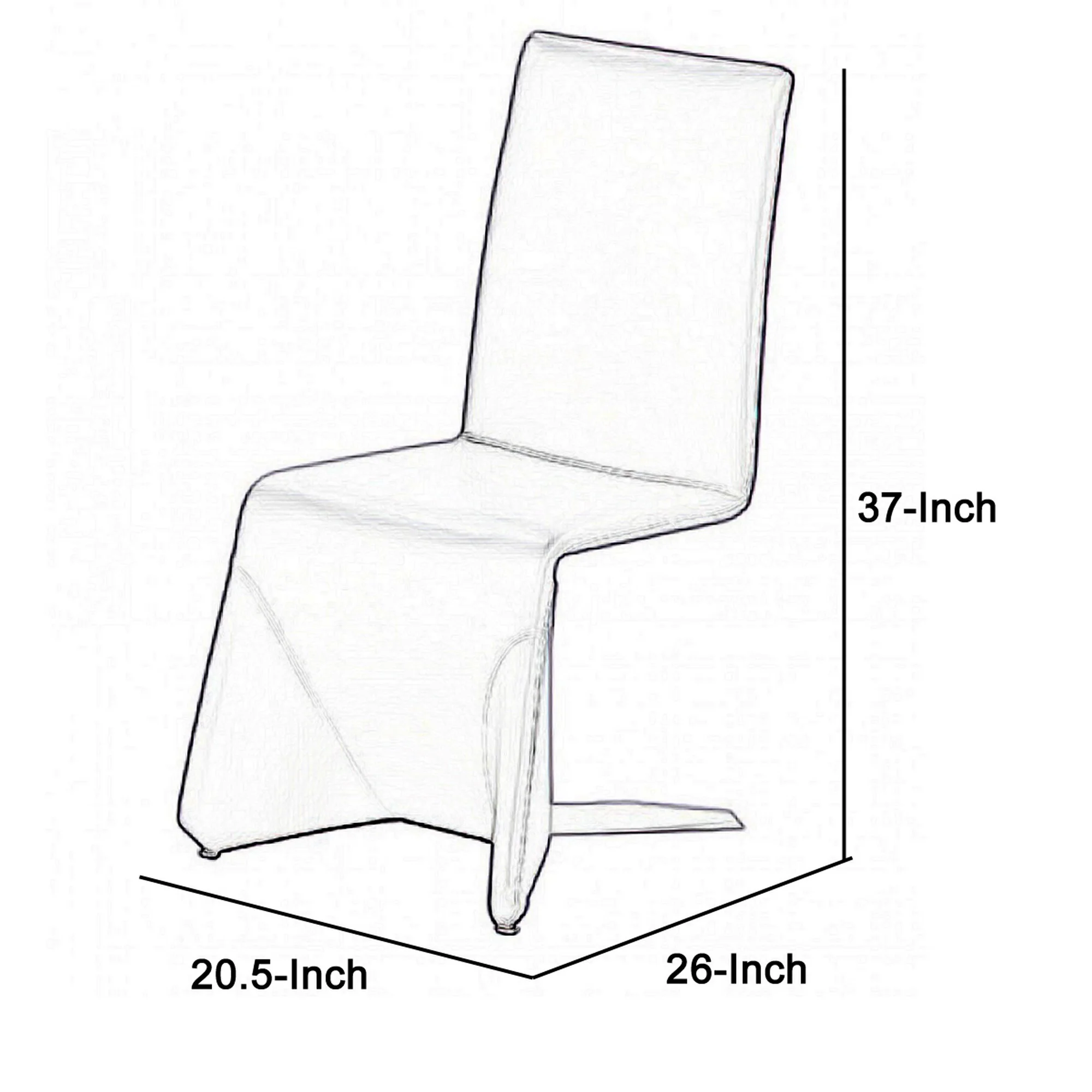 Fully Leatherette Upholstered Metal Frame Dining Chair, Set of 2, Gray By Benzara - Image 2