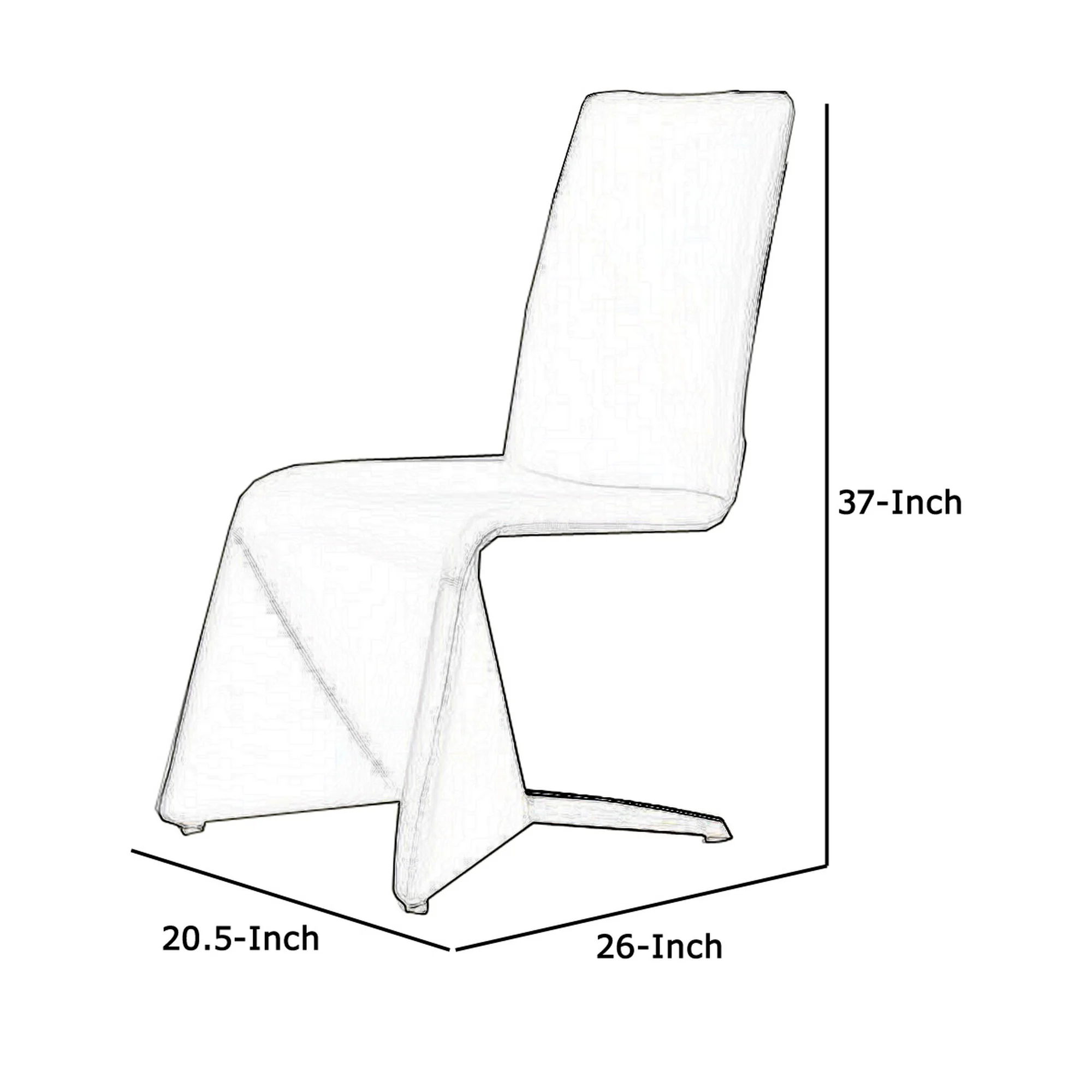 Fully Leatherette Upholstered Metal Frame Dining Chair, Set of 2, White By Benzara - Image 2