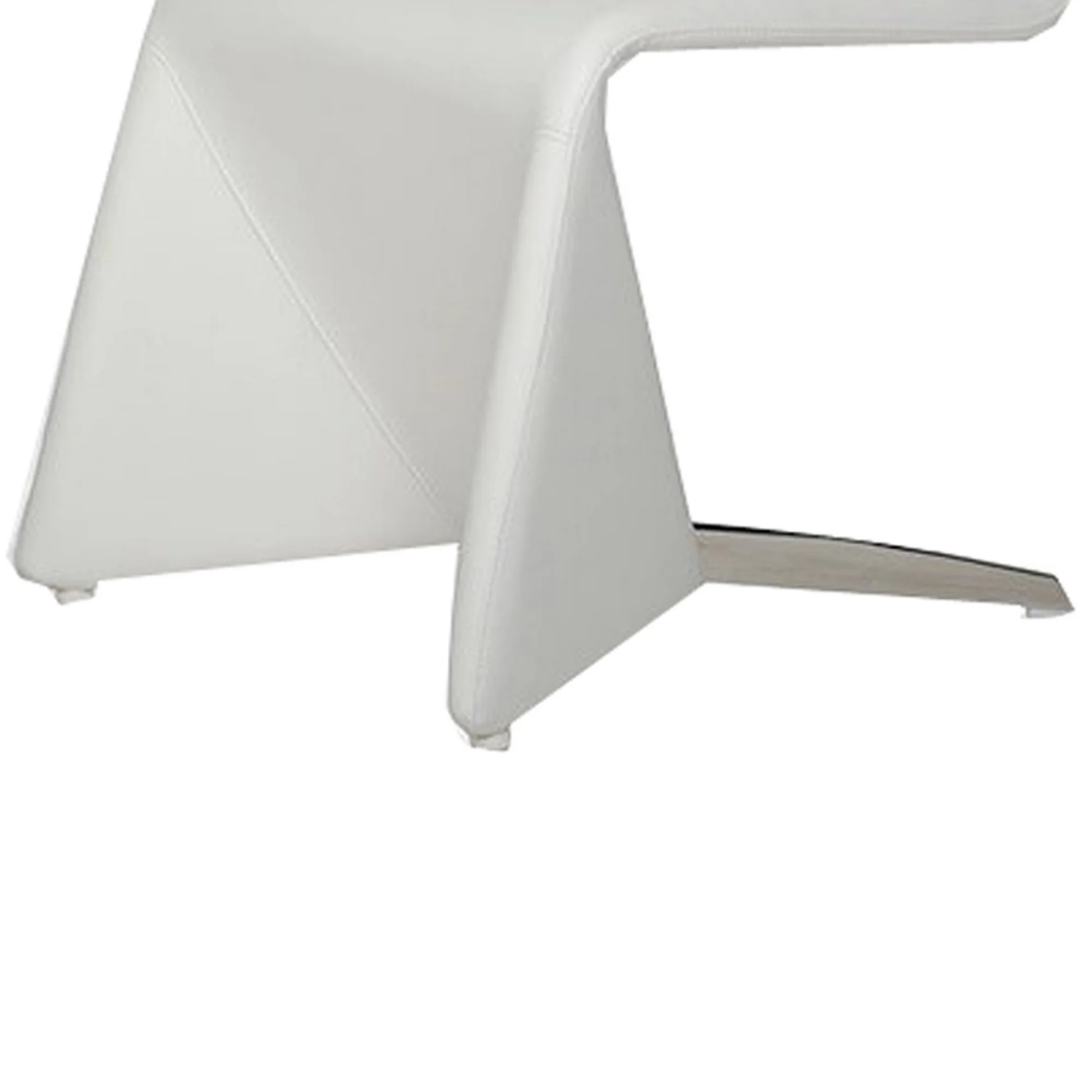 Fully Leatherette Upholstered Metal Frame Dining Chair, Set of 2, White By Benzara - Image 3