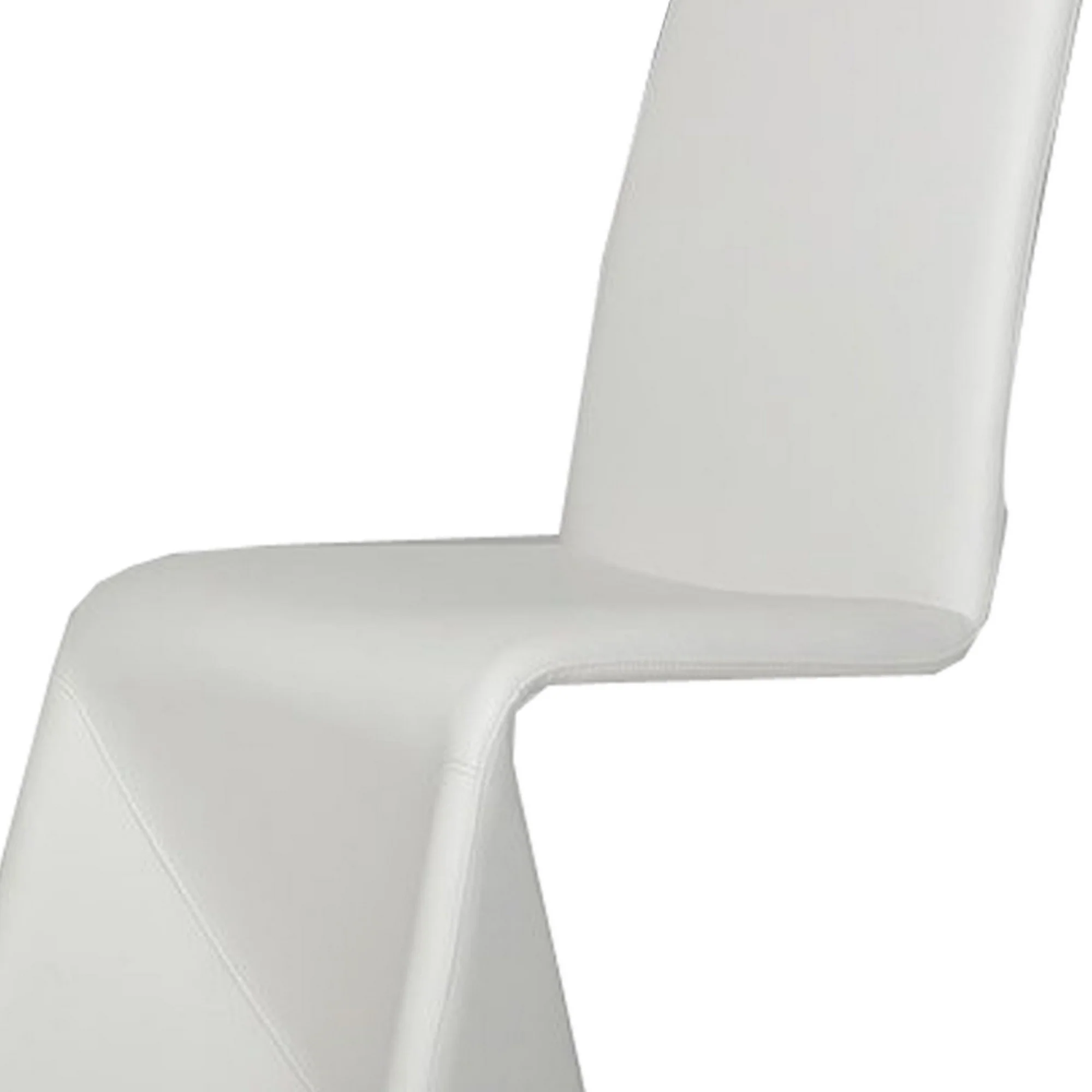 Fully Leatherette Upholstered Metal Frame Dining Chair, Set of 2, White By Benzara - Image 4