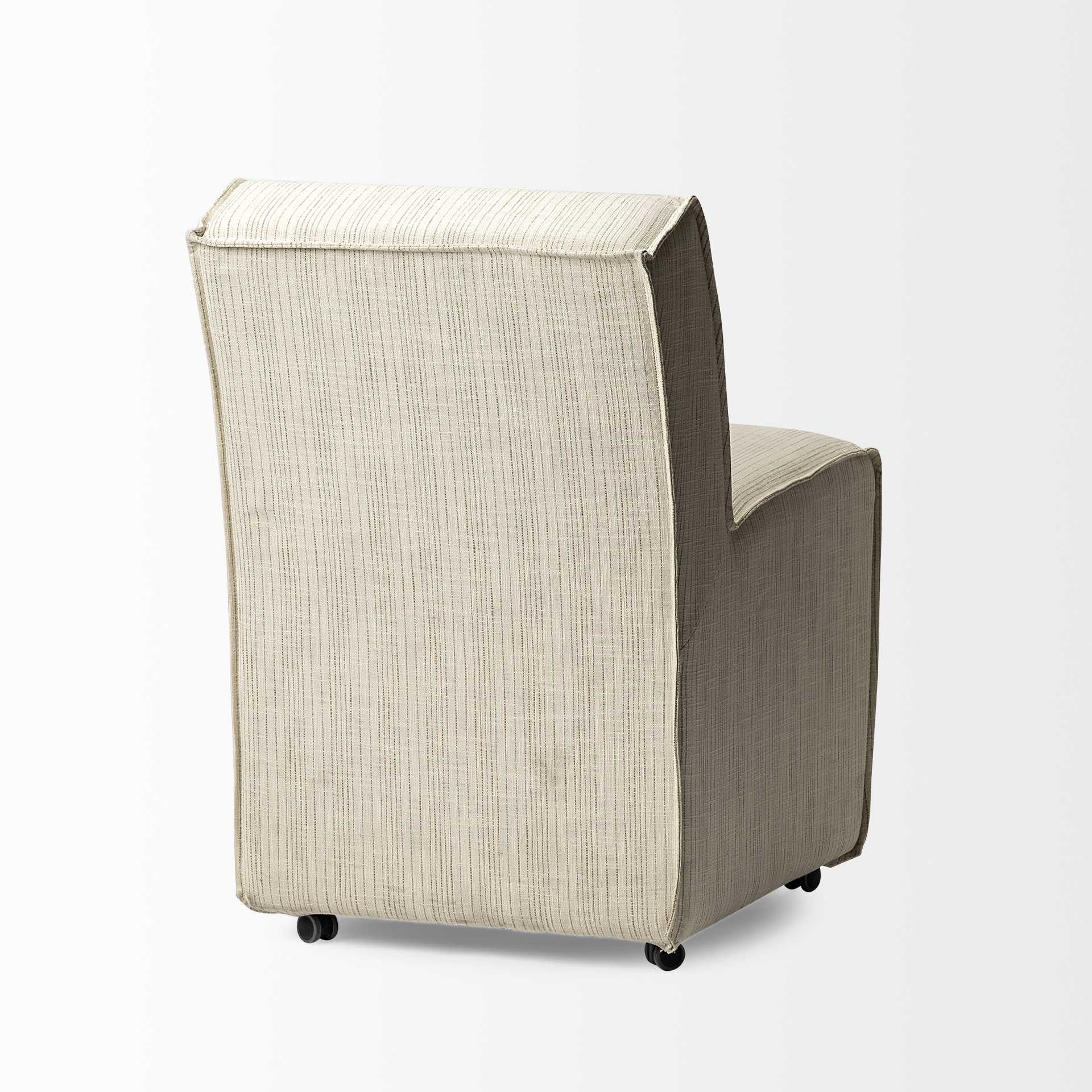 Fully Upholstered Cream Toned Fabric Dining Chair On Casters By Homeroots - Image 6