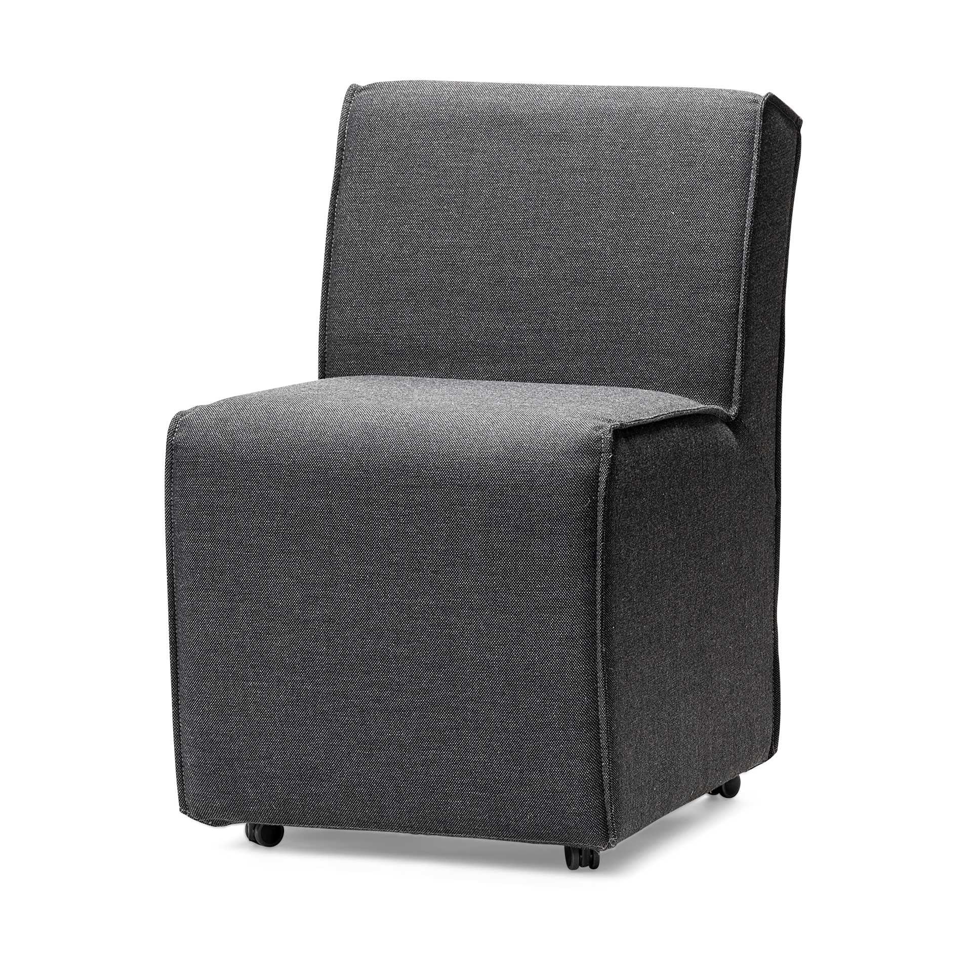 Fully Upholstered Grey Fabric Dining Chair On Casters By Homeroots - Image 2