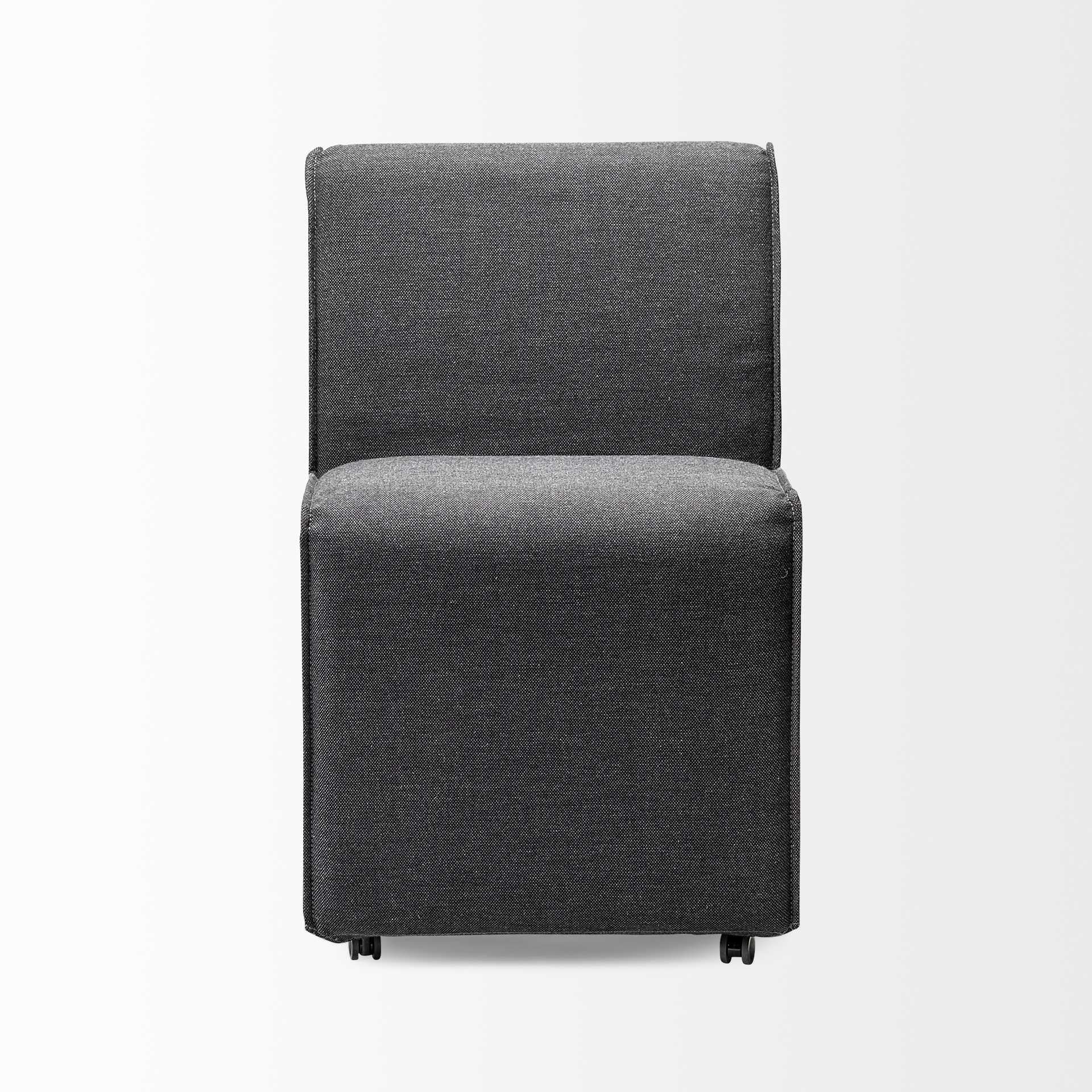 Fully Upholstered Grey Fabric Dining Chair On Casters By Homeroots - Image 3