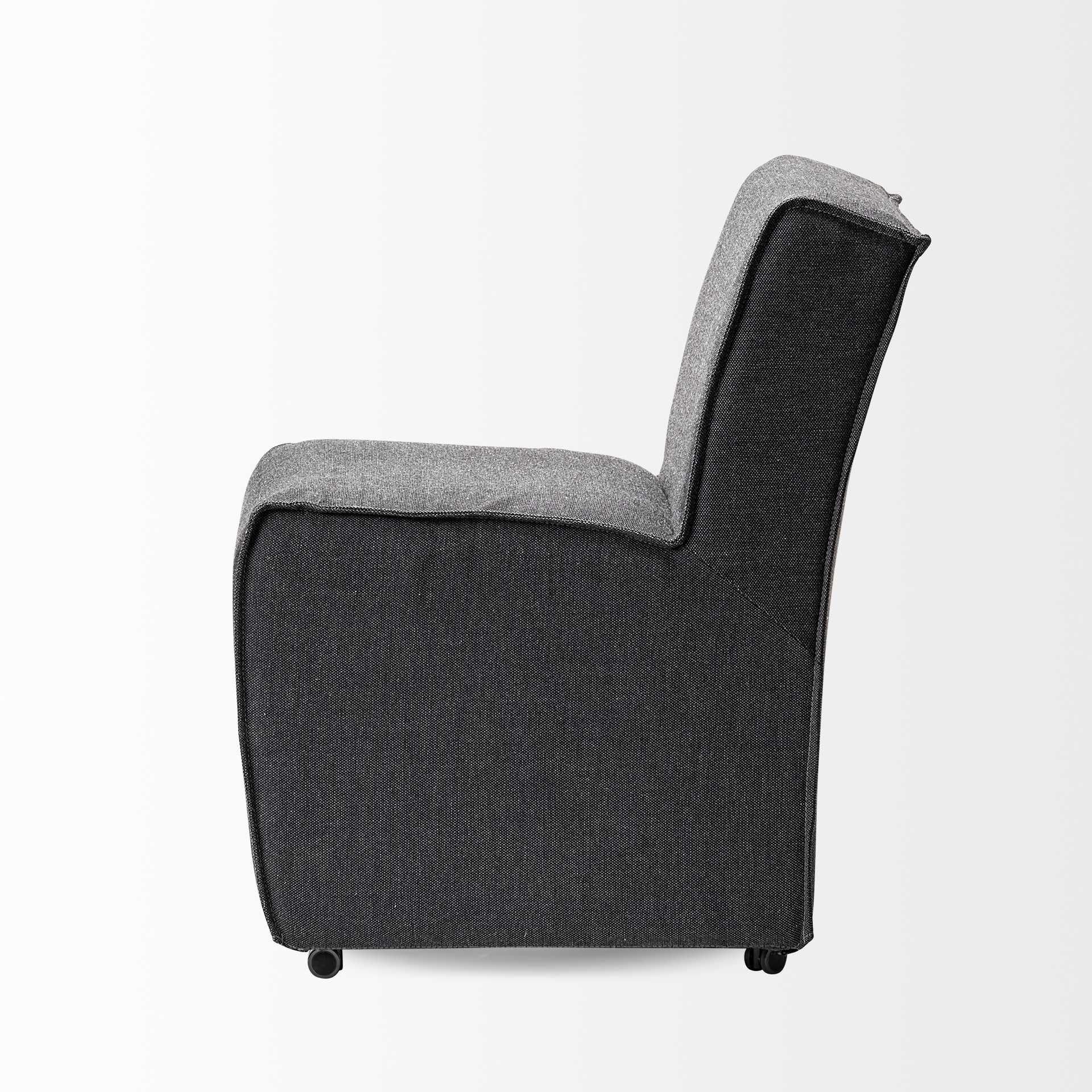 Fully Upholstered Grey Fabric Dining Chair On Casters By Homeroots - Image 4