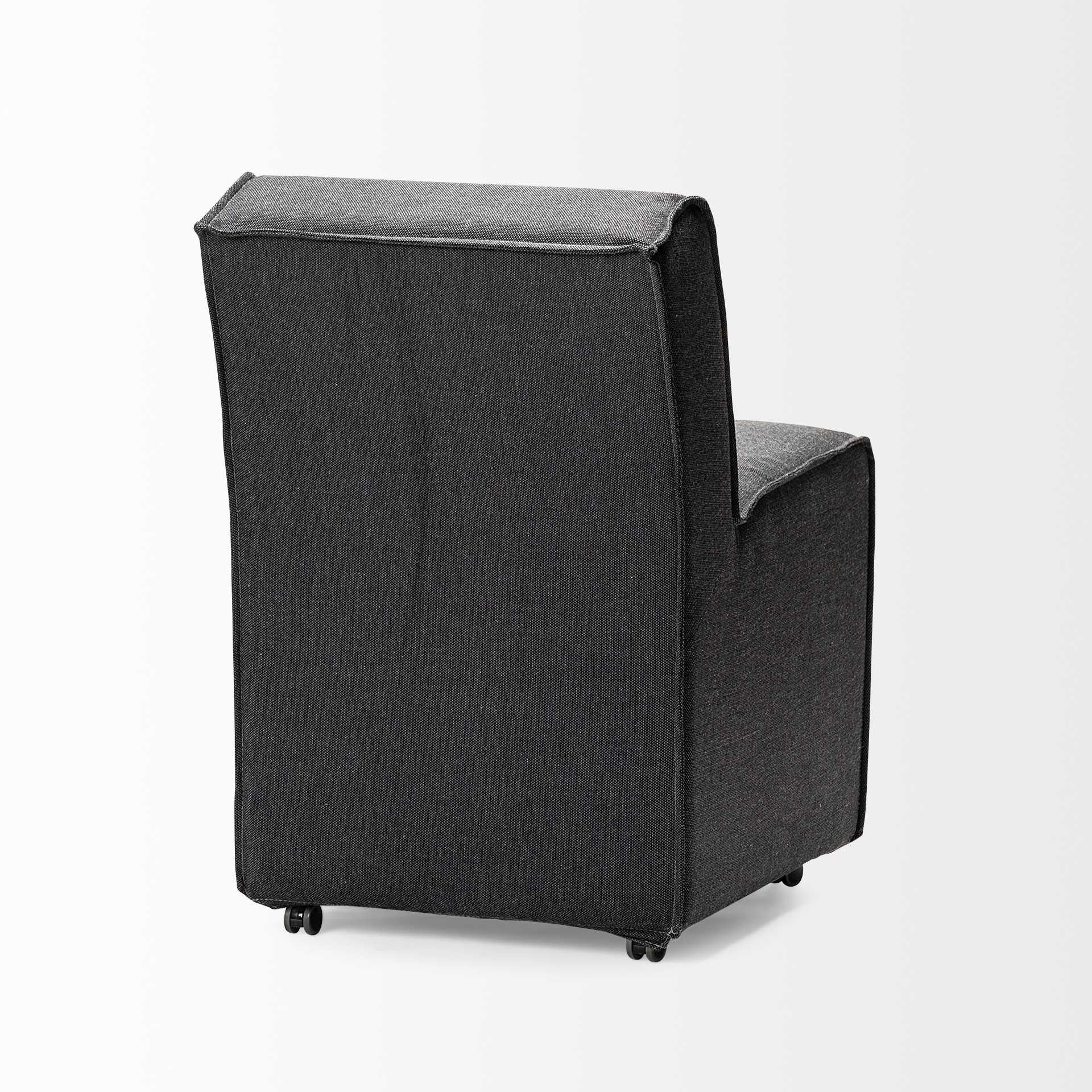 Fully Upholstered Grey Fabric Dining Chair On Casters By Homeroots - Image 6