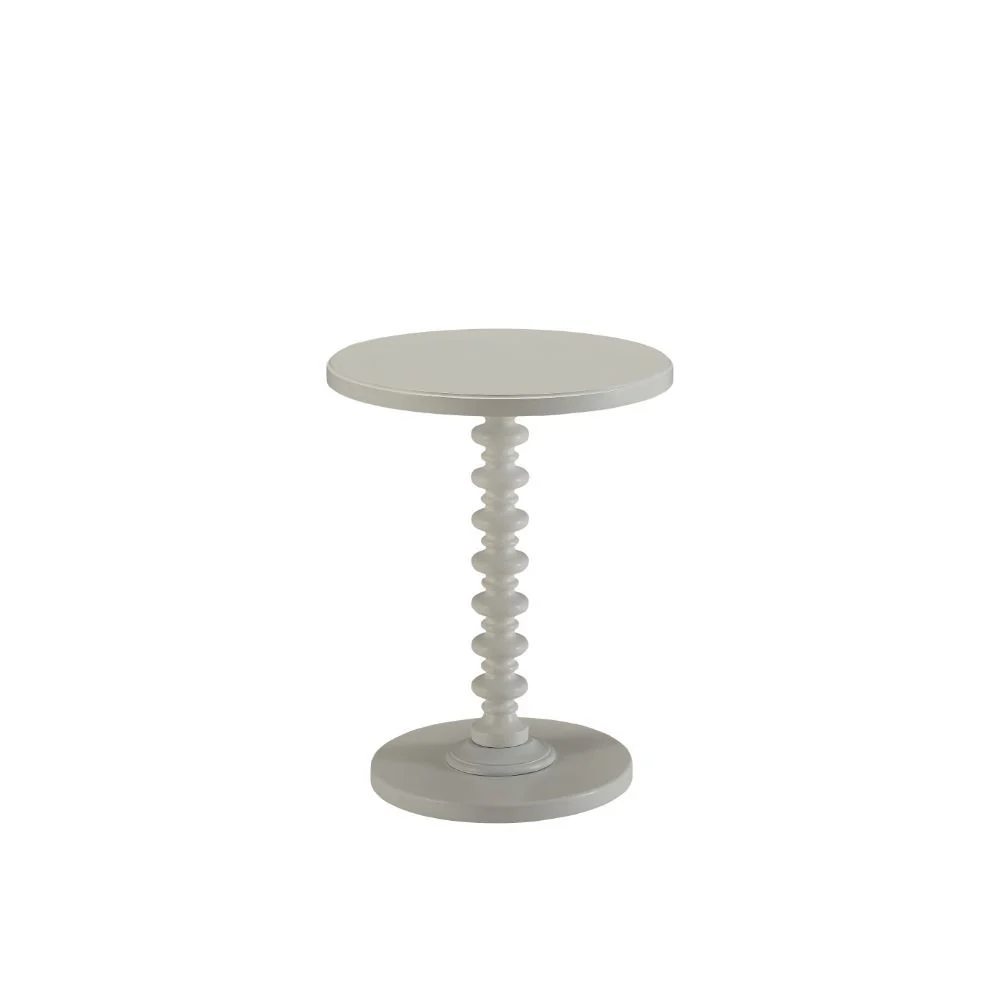 Fun White Wood Pedestal End Table By Homeroots - Image 2