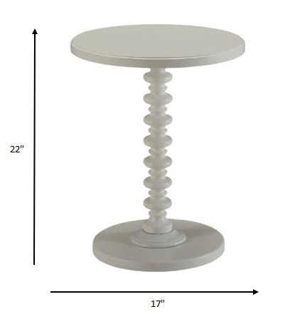 Fun White Wood Pedestal End Table By Homeroots - Image 4