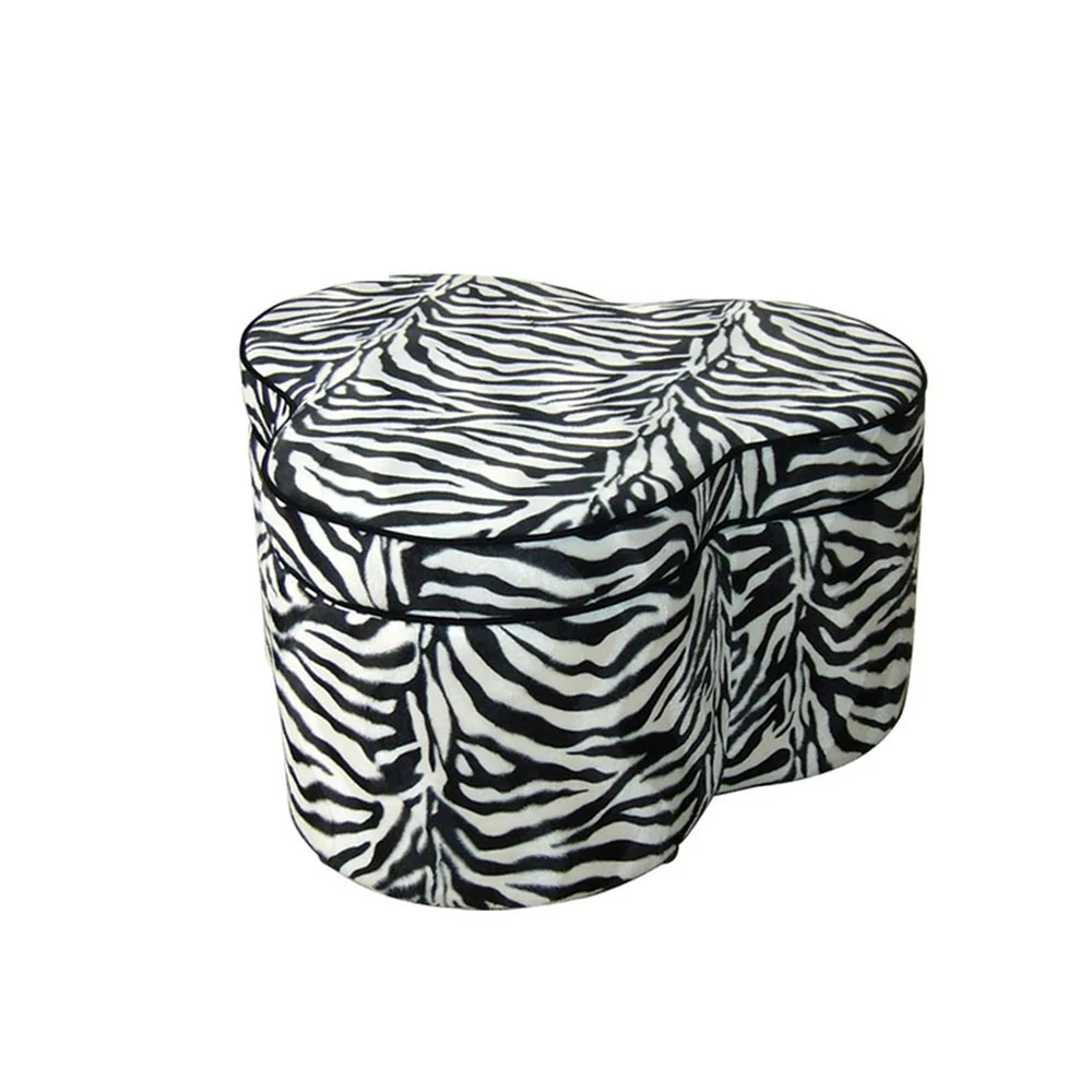Funky Black White Pink Zebra Storage Ottoman Four Piece Set By Homeroots - Image 2