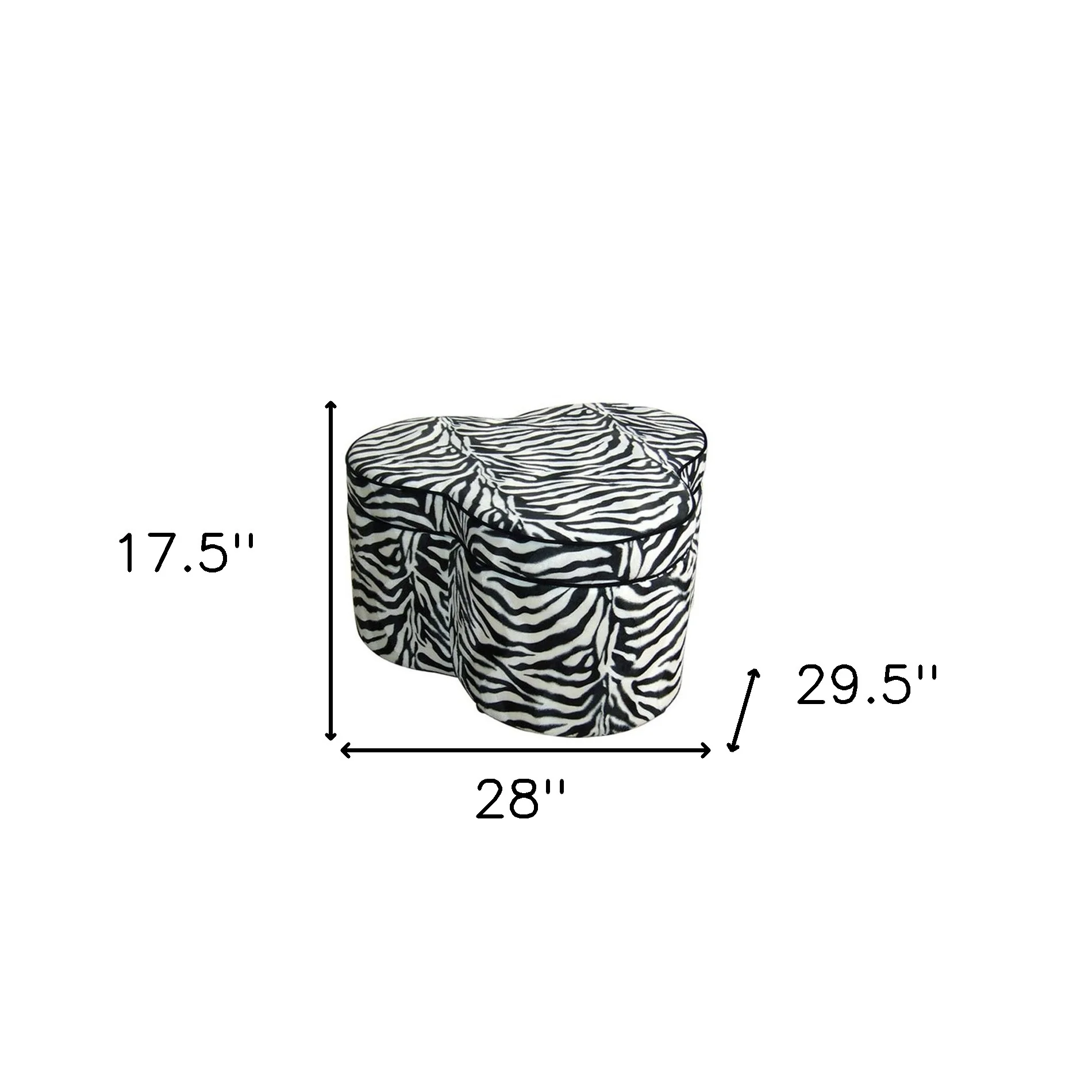 Funky Black White Pink Zebra Storage Ottoman Four Piece Set By Homeroots - Image 5