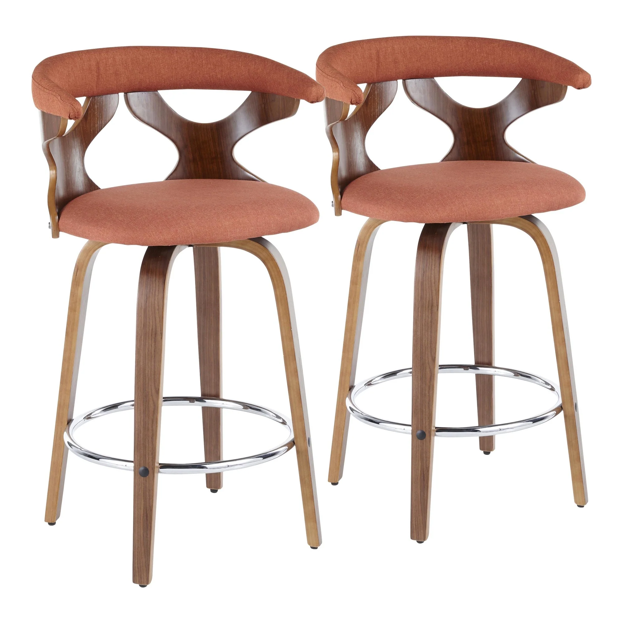 Gardenia 26" Fixed Height Counter Stool - Set of 2 Orange By LumiSource - Image 2