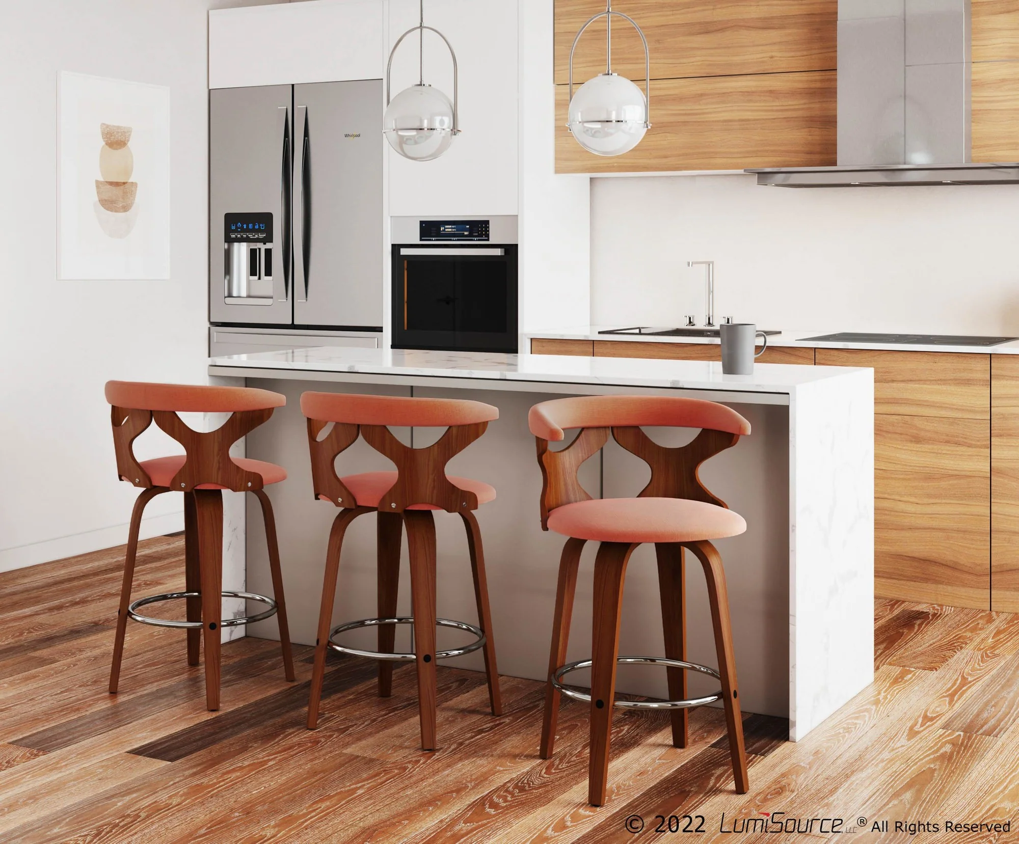 Gardenia 26" Fixed Height Counter Stool - Set of 2 Orange By LumiSource - Image 6